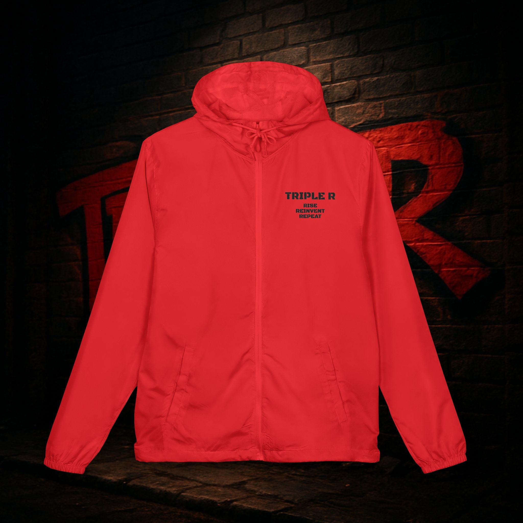 Windbreaker Jacket — 'Triple M' Minimal Front Logo with Watercolor Phoenix Back