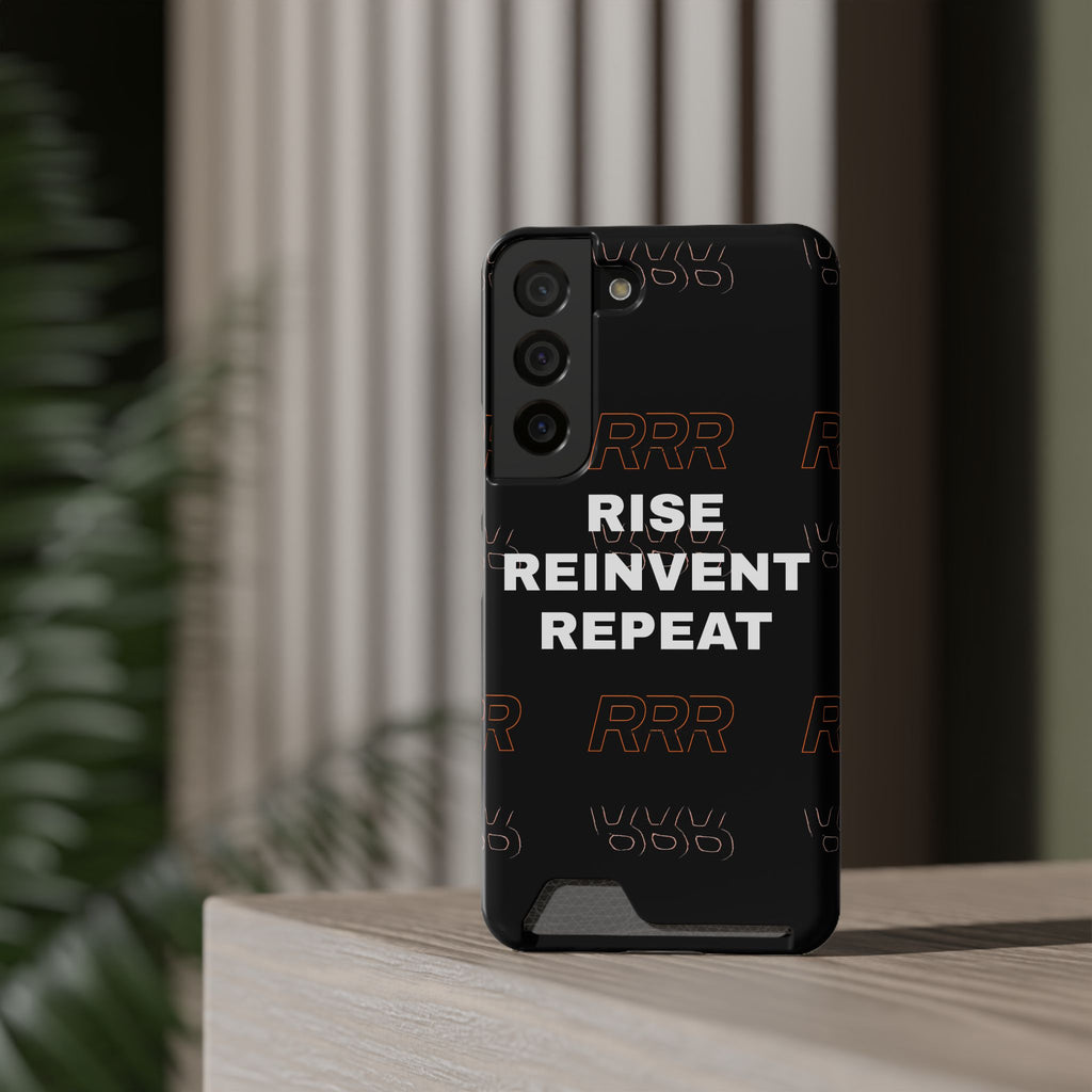 Rise Reinvent Repeat Phone Card Case — Slim Wallet Phone Case with Motivational Design