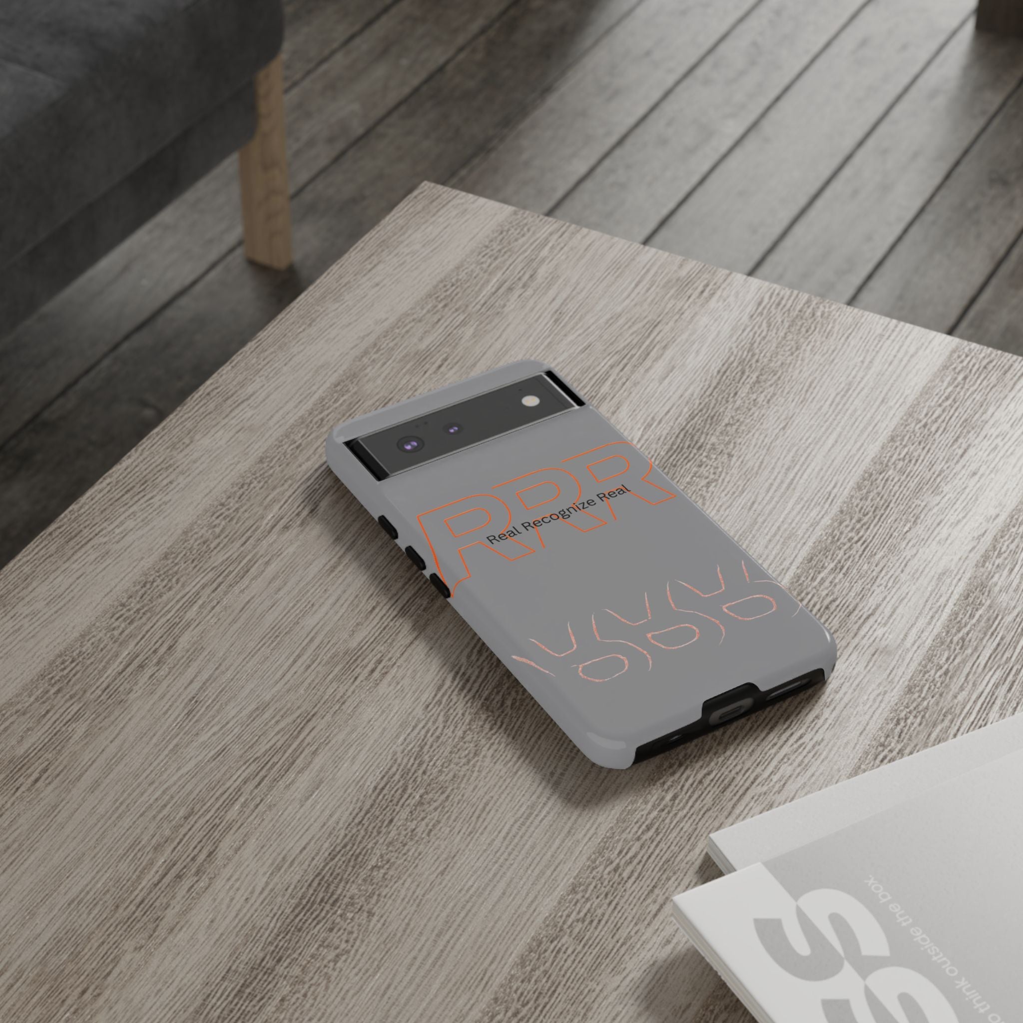 Tough Cases — 'Real Recognize Real' Protective Phone Case (Gray, Retro Outline Design)