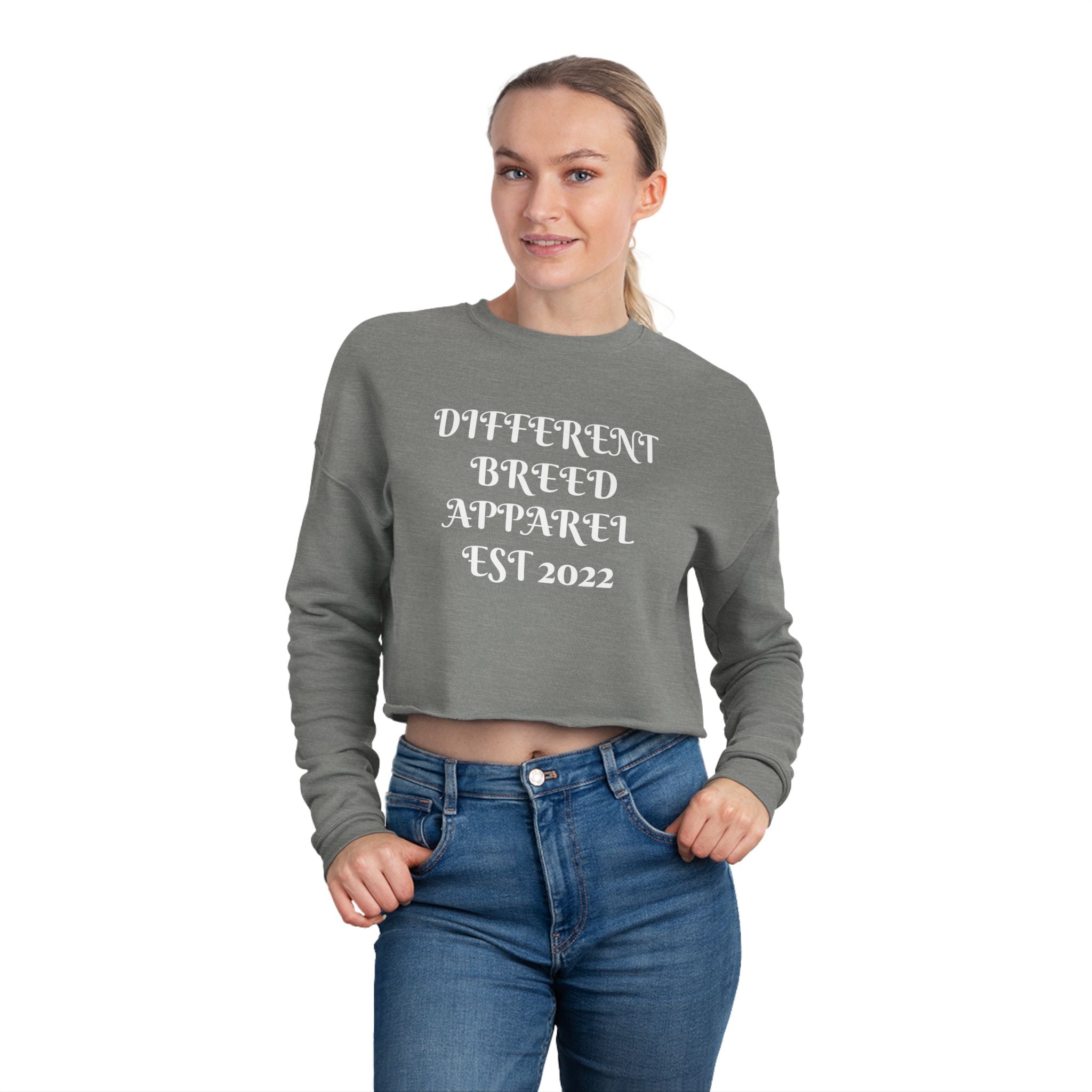 Women's Cropped Sweatshirt — Chas3 Mon3yyx Graphic Crop Top (Different Breed Apparel EST 2022)