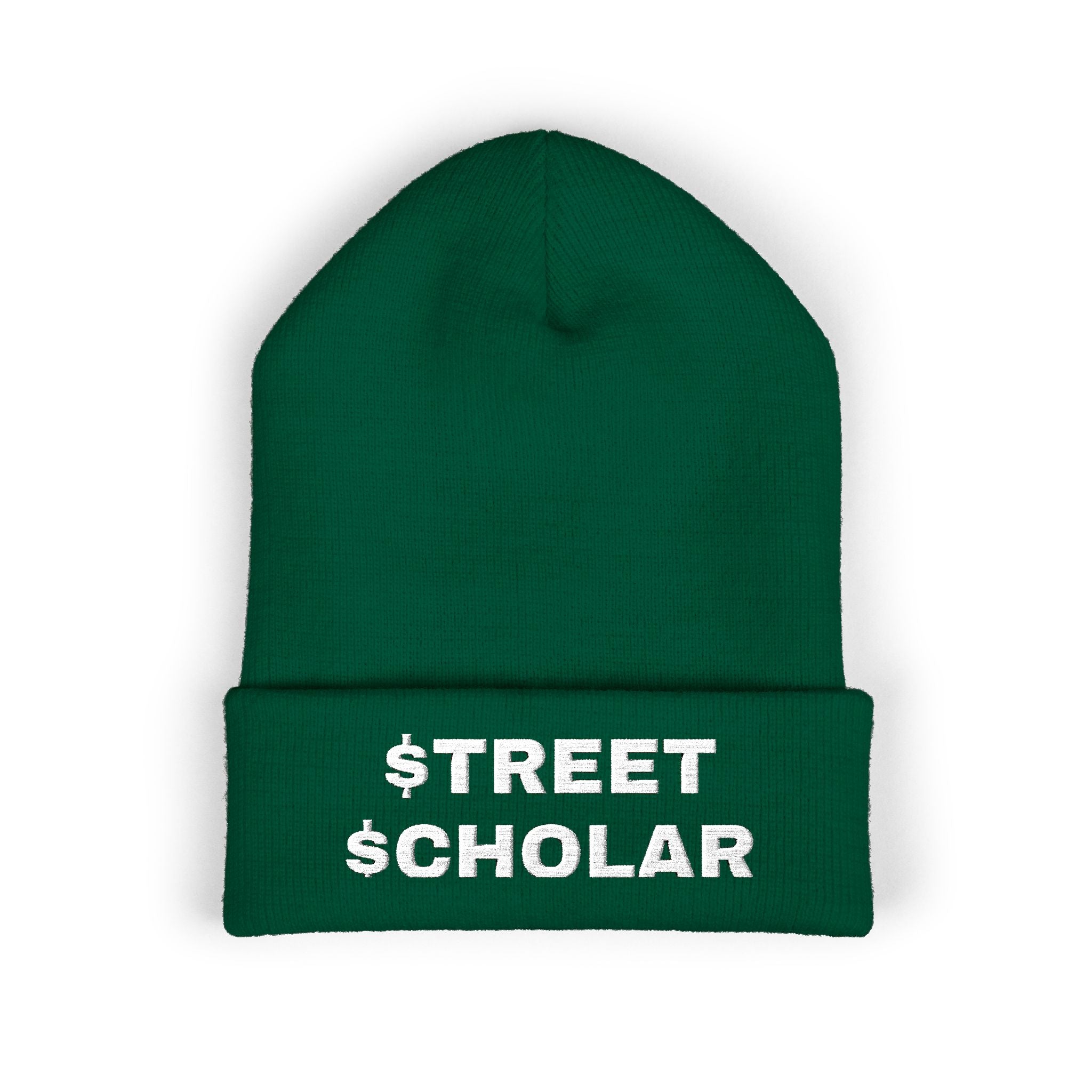 Street Scholar Embroidered Beanie — Classic Cuffed Knit Hat