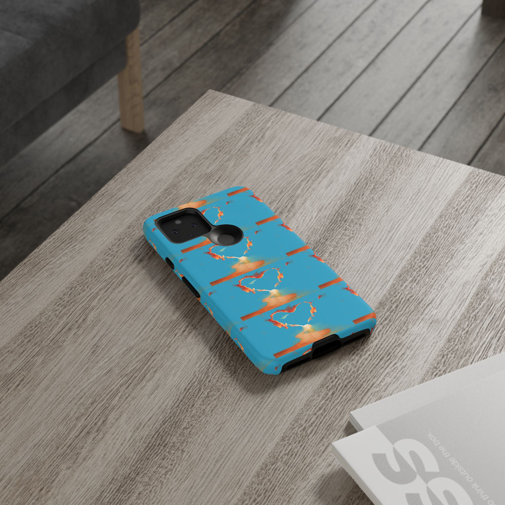 Heart Flame Tough Phone Case — Blue Sunset Protective Cover