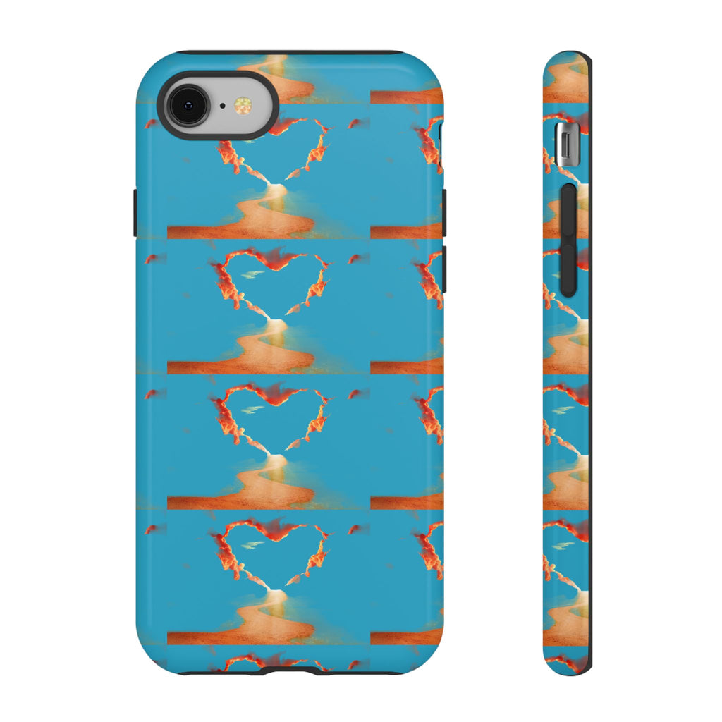 Heart Flame Tough Phone Case — Blue Sunset Protective Cover