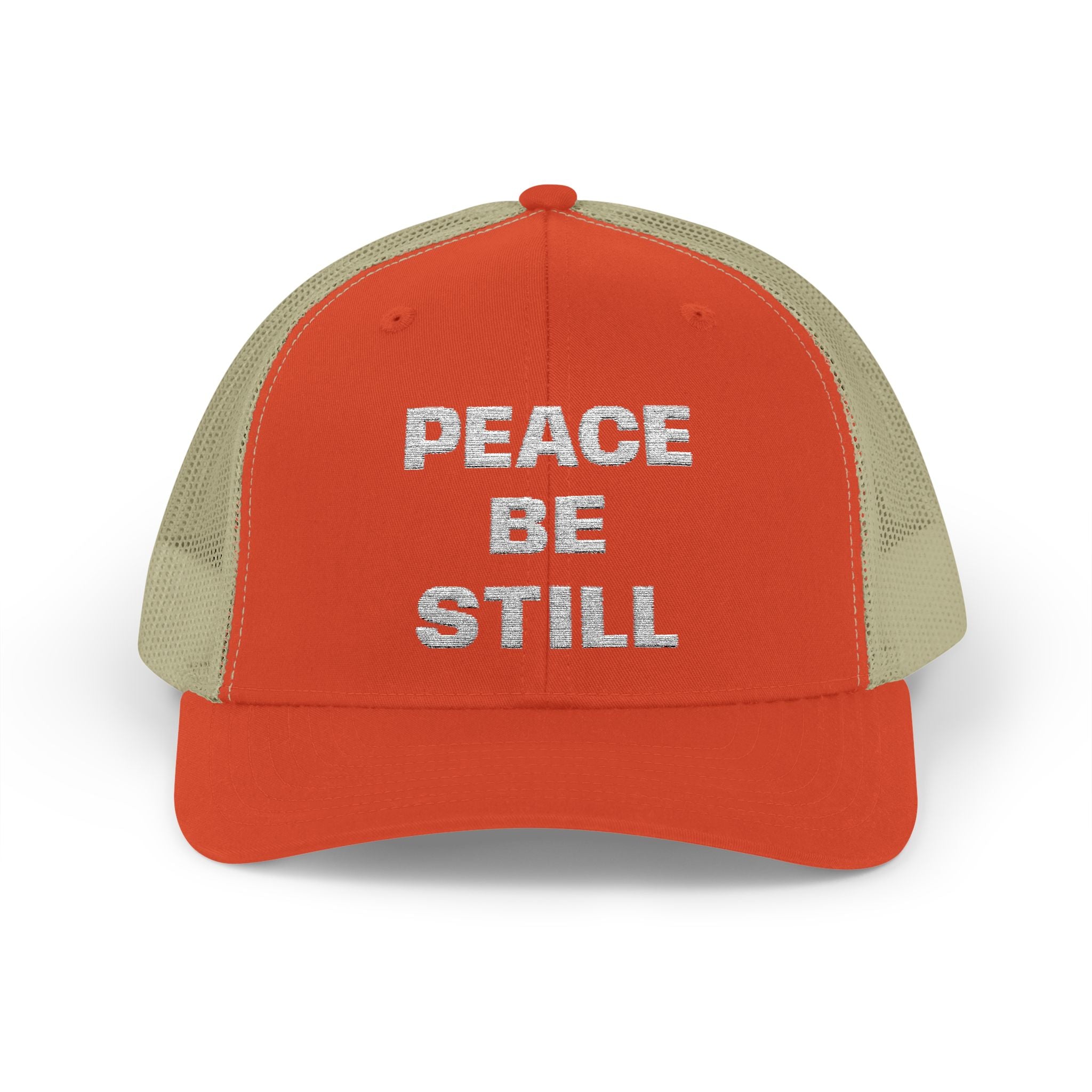 Peace Be Still Snapback Trucker Cap — Inspirational Mesh Back Hat