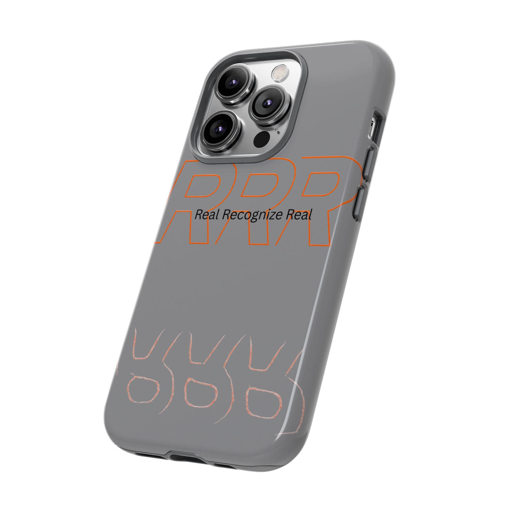 Tough Cases — 'Real Recognize Real' Protective Phone Case (Gray, Retro Outline Design)