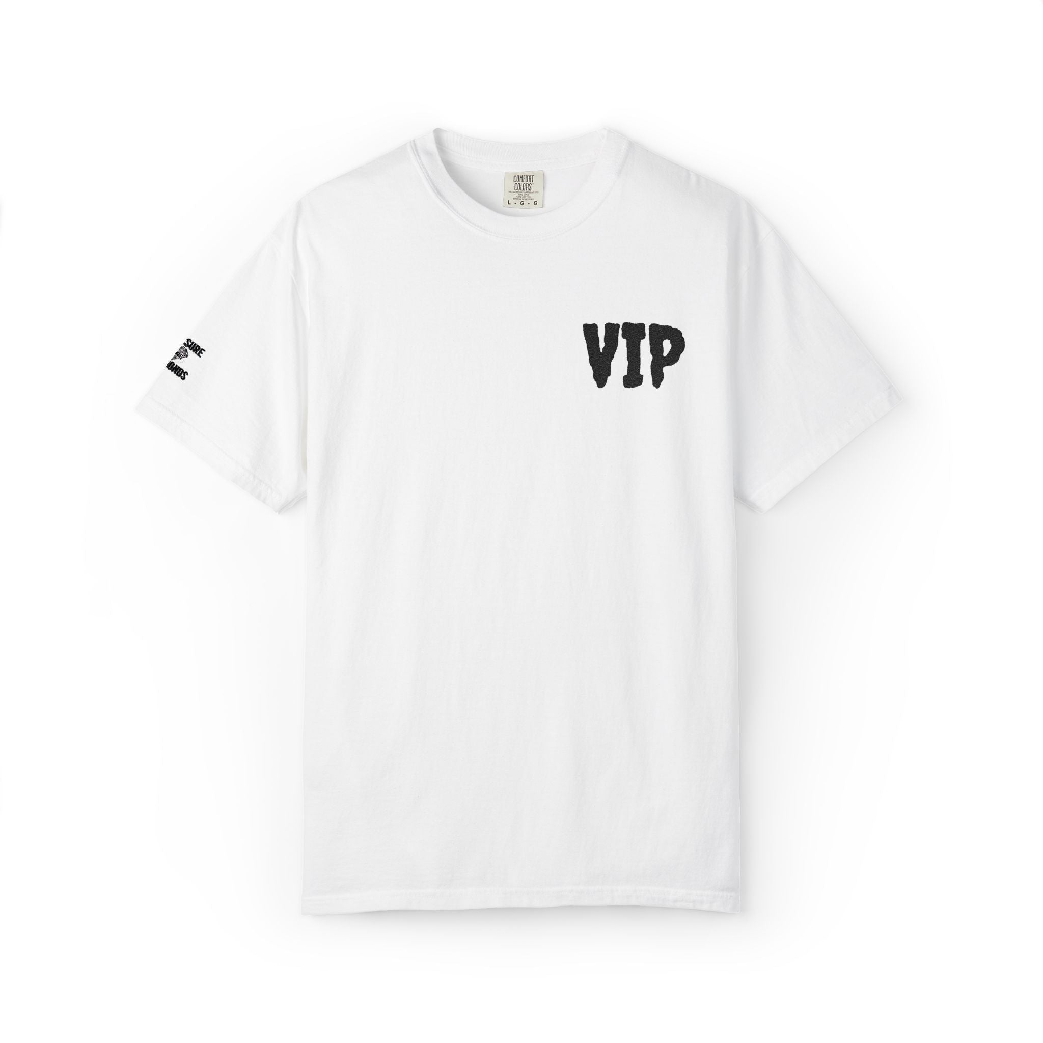 VIP Graphic T-Shirt — Minimal Front Chest & Sleeve Print