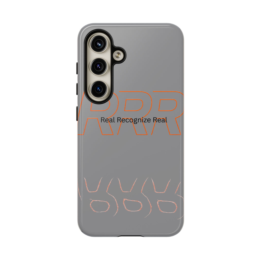 Tough Cases — 'Real Recognize Real' Protective Phone Case (Gray, Retro Outline Design)