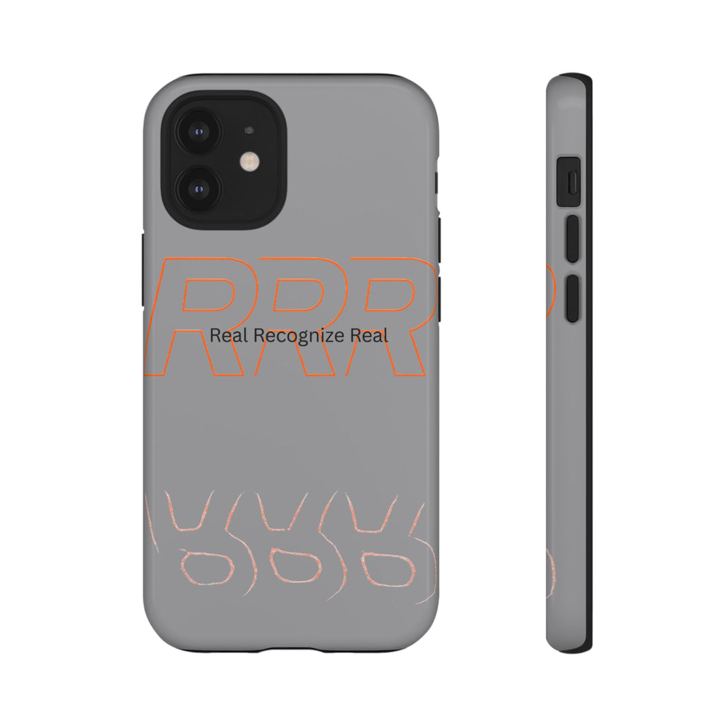 Tough Cases — 'Real Recognize Real' Protective Phone Case (Gray, Retro Outline Design)