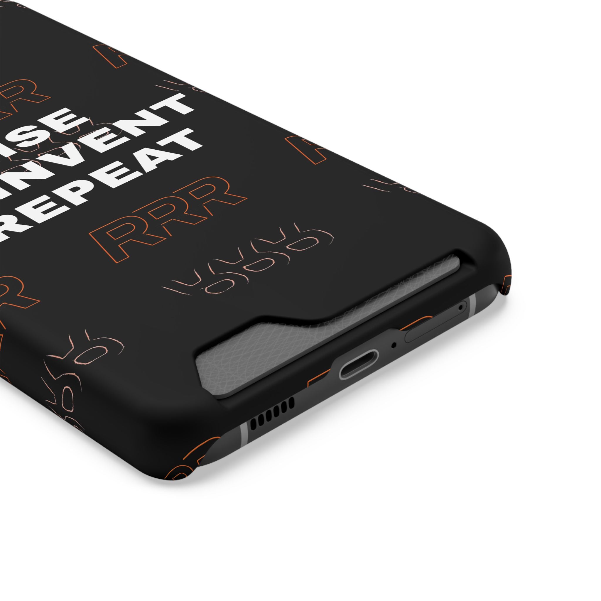 Rise Reinvent Repeat Phone Card Case — Slim Wallet Phone Case with Motivational Design