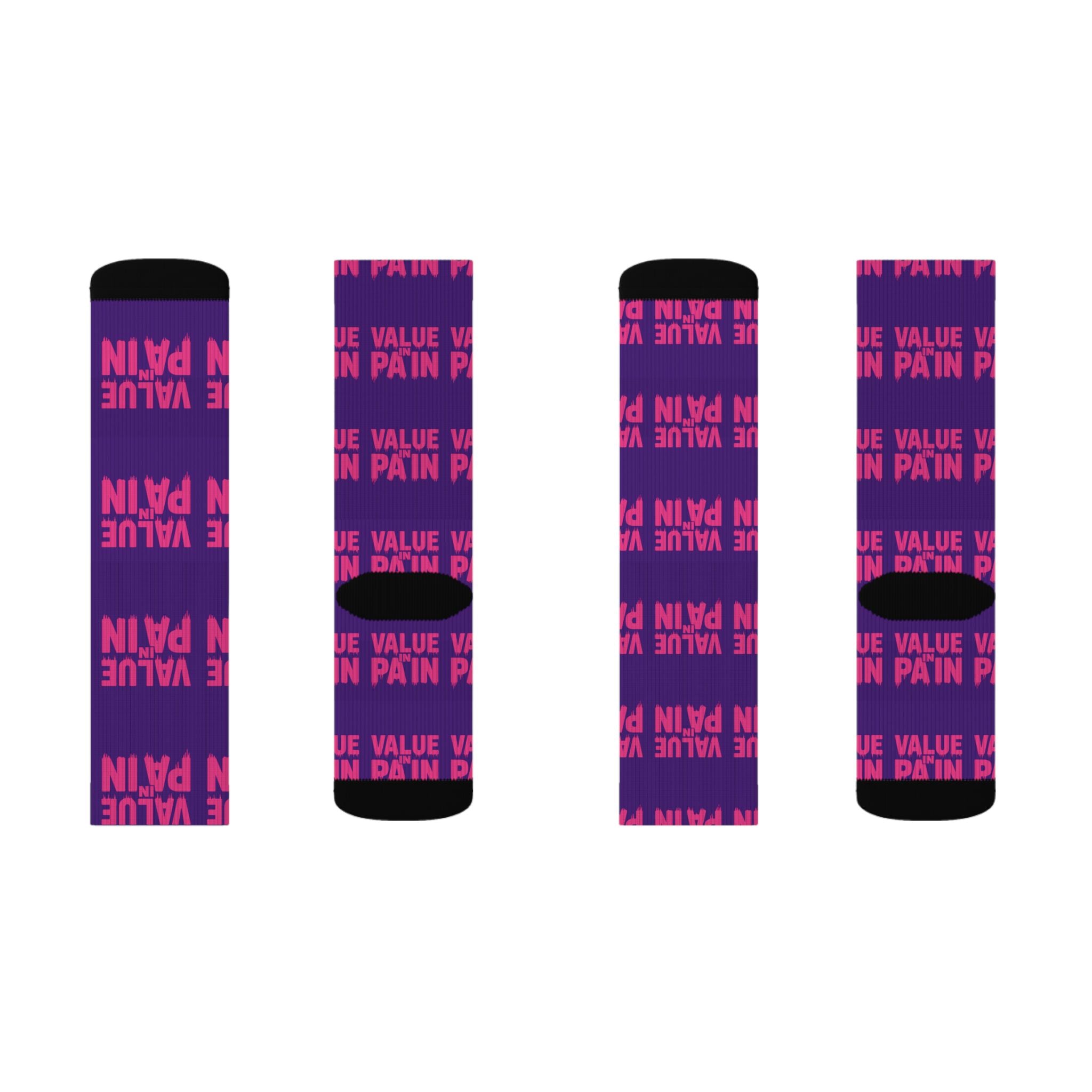 Value In Pain Sublimation Socks – Motivational Athletic Crew Socks