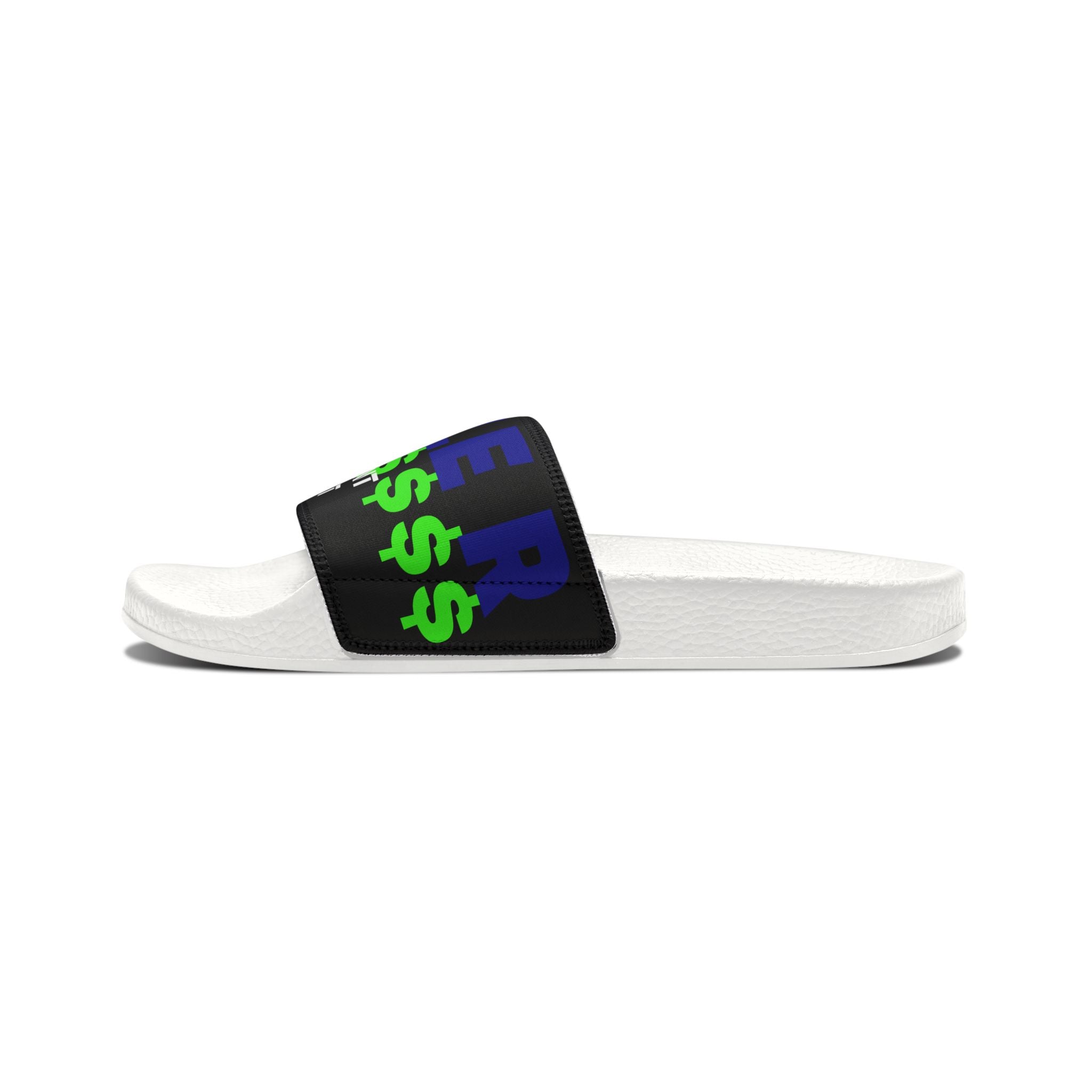 Women's Slide Sandals — Bold Green Dollar Sign Removable-Strip Design