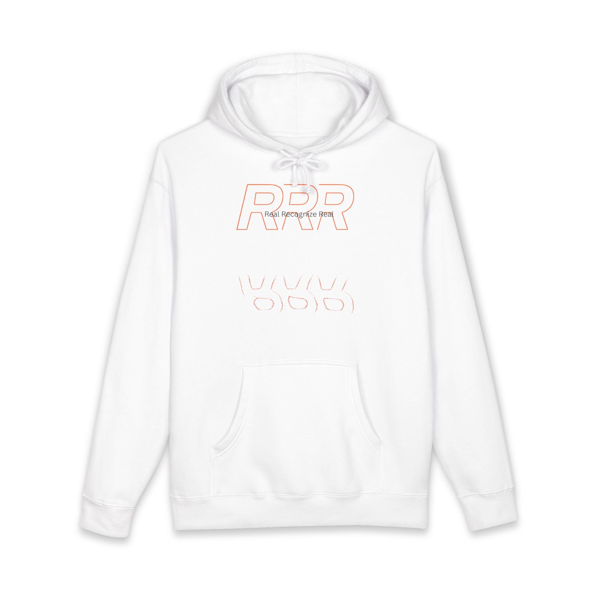 Minimalist 'RRR' Logo Hoodie — Retro Outline Graphic Pullover