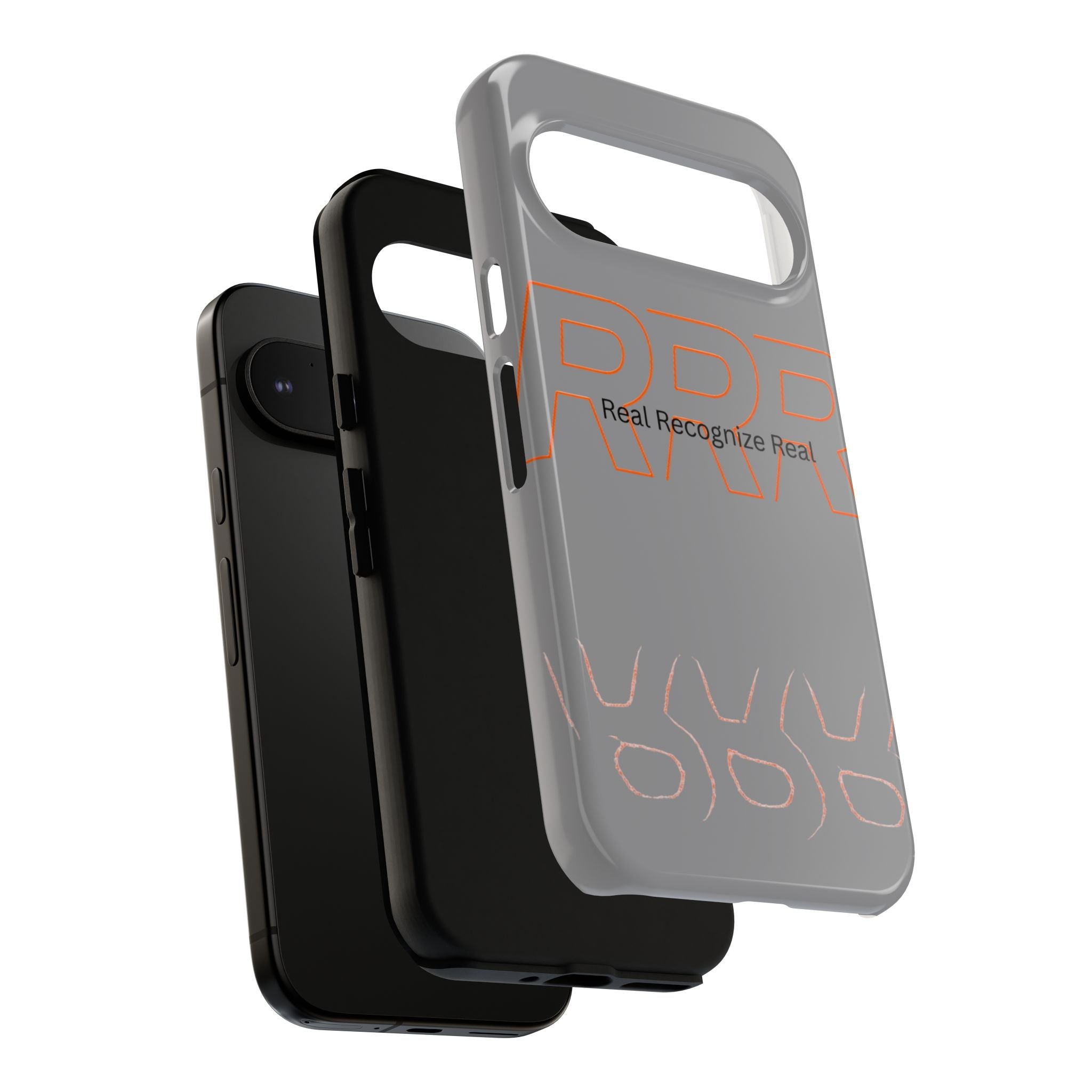 Tough Cases — 'Real Recognize Real' Protective Phone Case (Gray, Retro Outline Design)