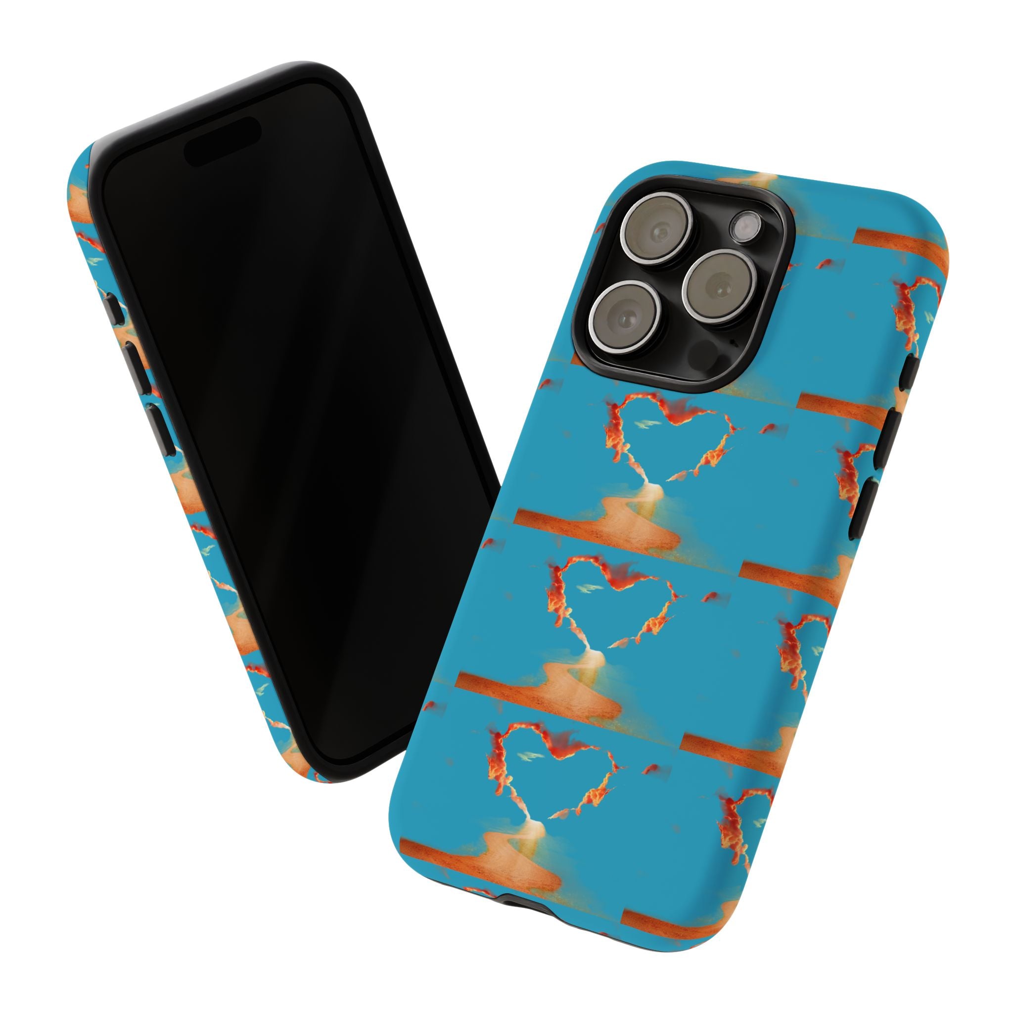 Heart Flame Tough Phone Case — Blue Sunset Protective Cover