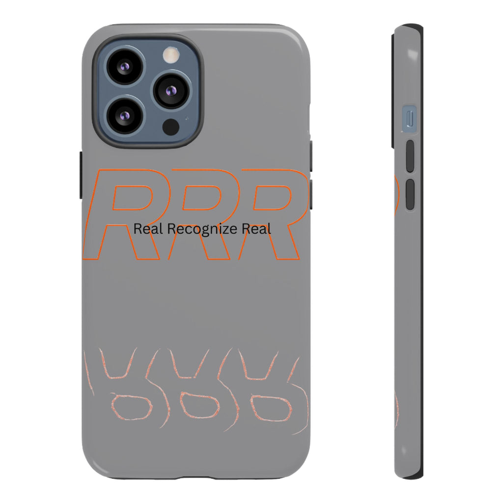 Tough Cases — 'Real Recognize Real' Protective Phone Case (Gray, Retro Outline Design)