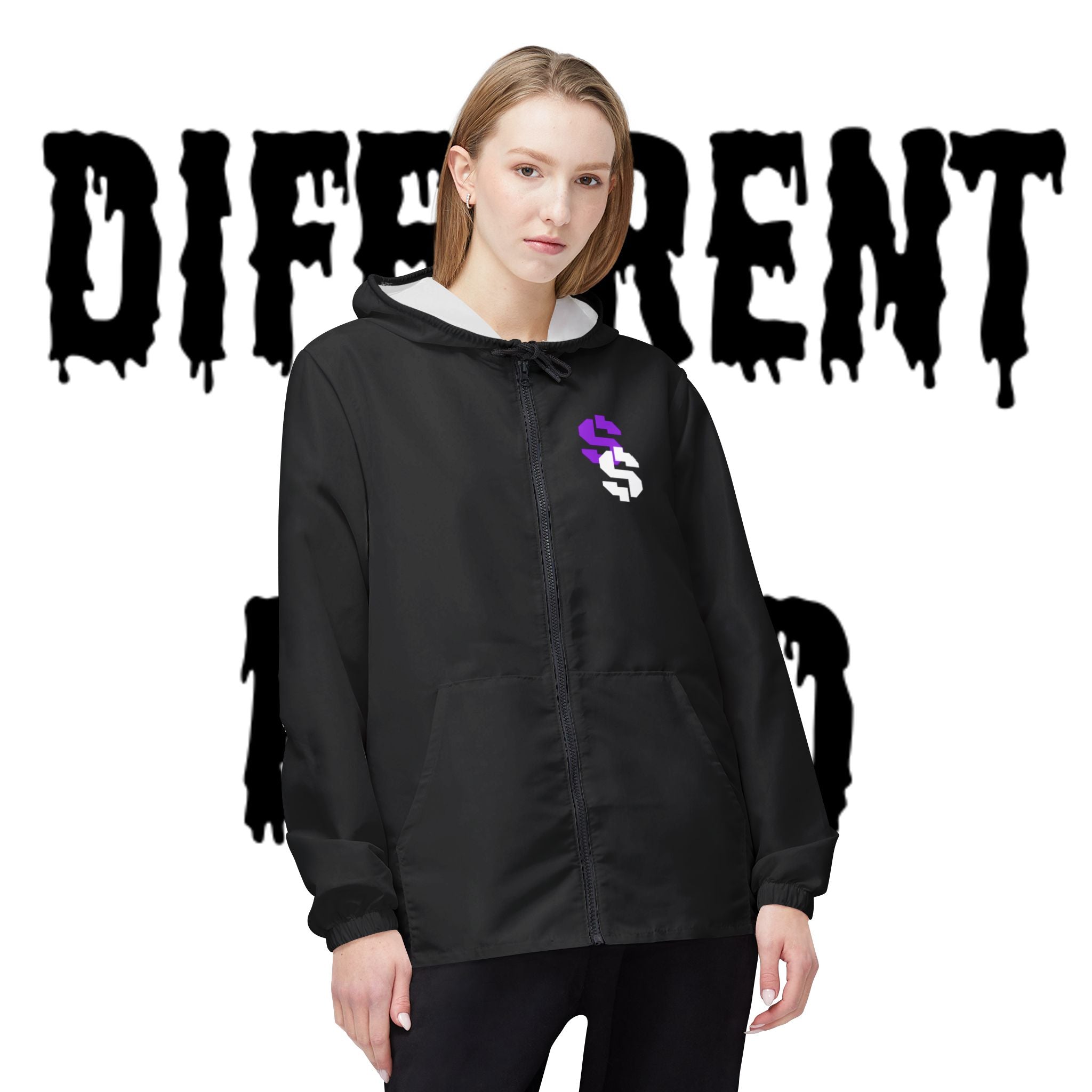 Street Scholar Windbreaker Jacket — Graphic Zip-Up Hooded Windbreaker