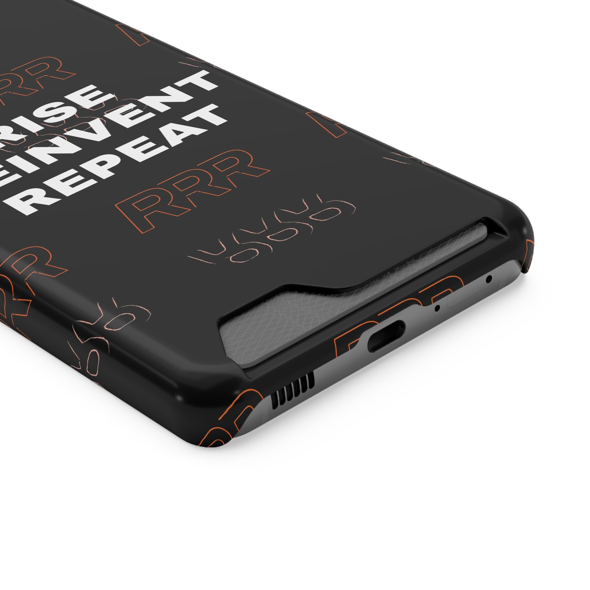 Rise Reinvent Repeat Phone Card Case — Slim Wallet Phone Case with Motivational Design