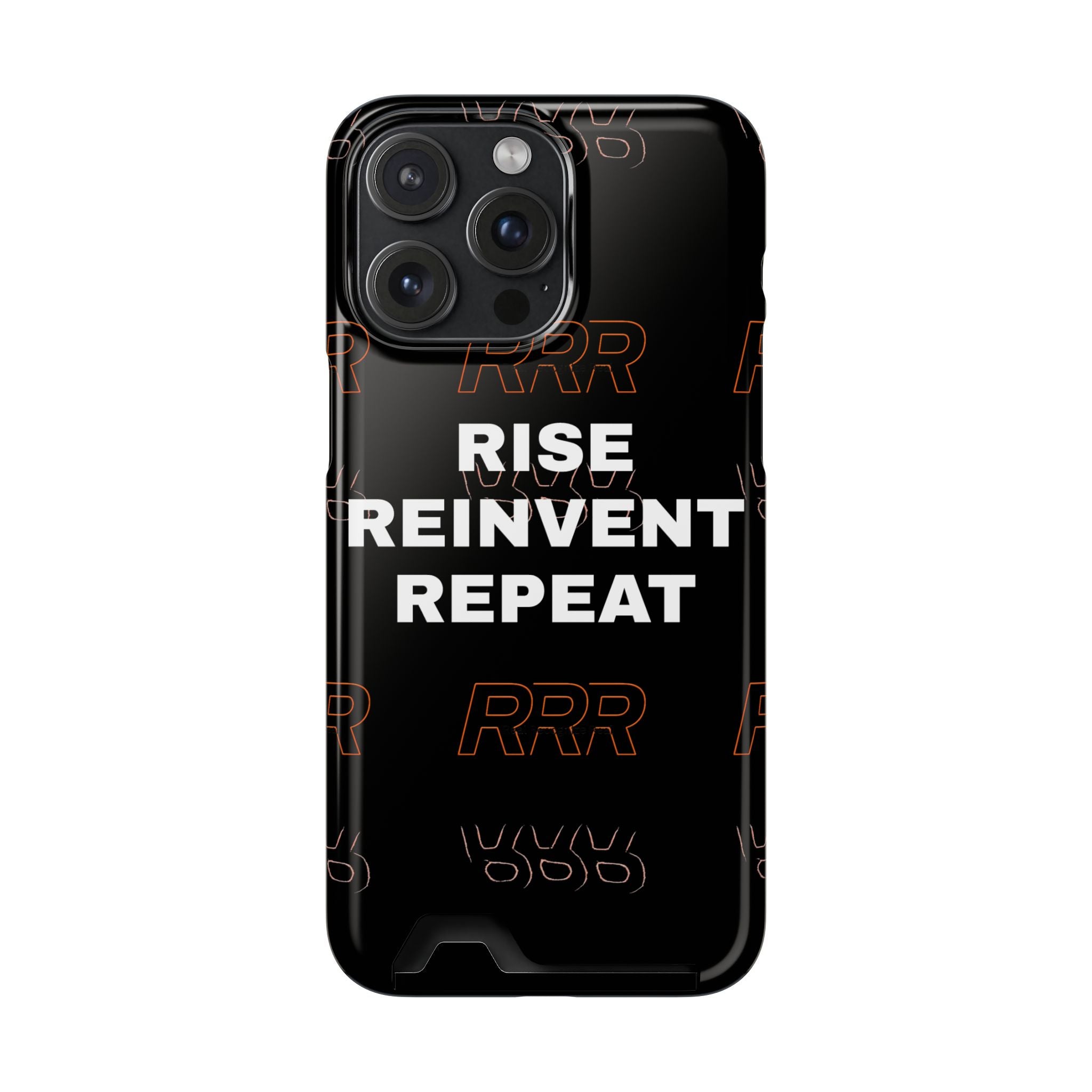 Rise Reinvent Repeat Phone Card Case — Slim Wallet Phone Case with Motivational Design