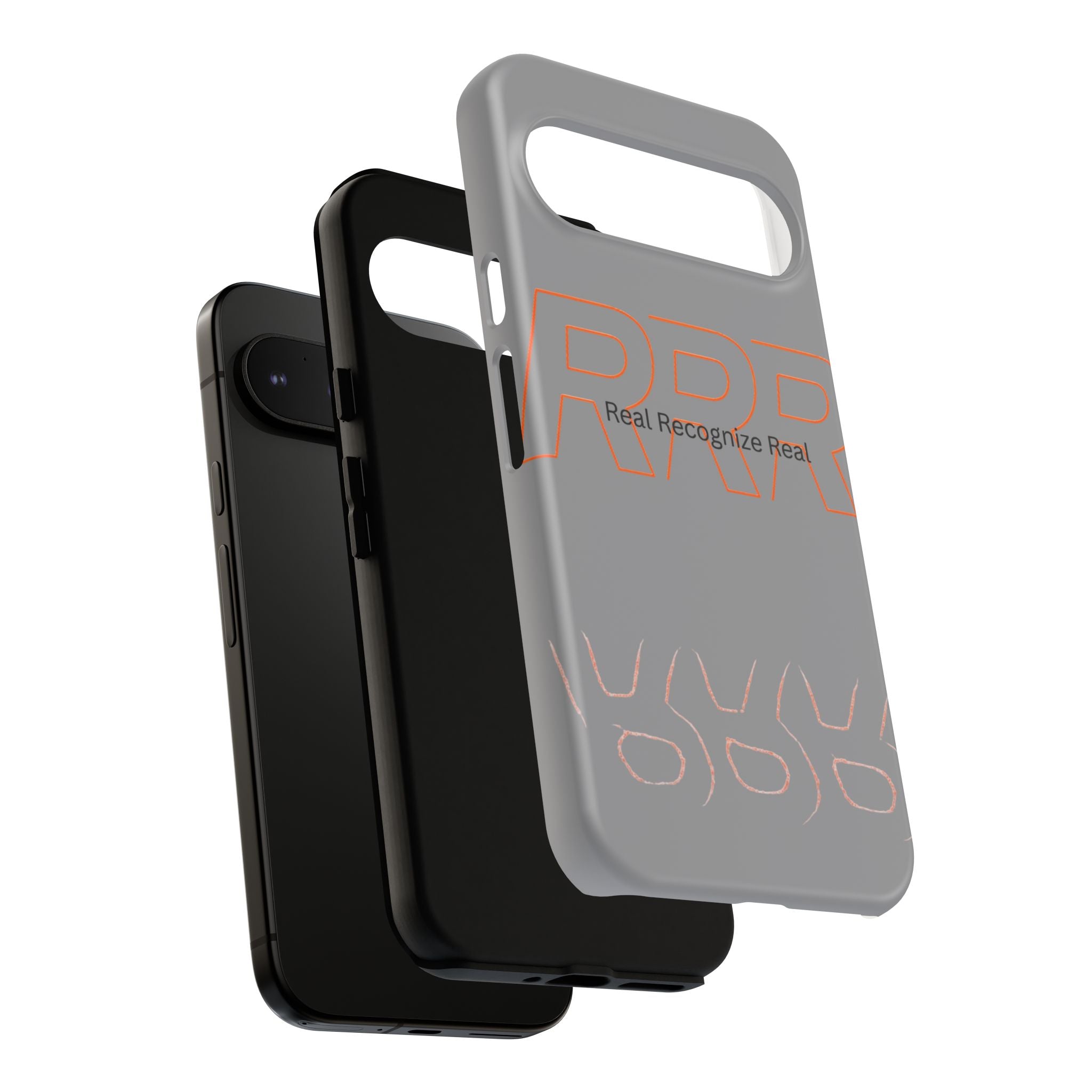 Tough Cases — 'Real Recognize Real' Protective Phone Case (Gray, Retro Outline Design)