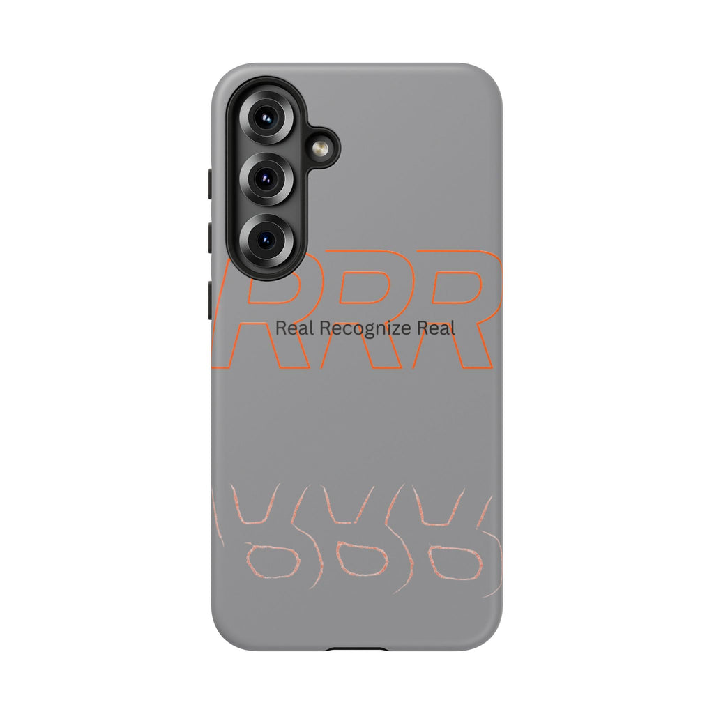 Tough Cases — 'Real Recognize Real' Protective Phone Case (Gray, Retro Outline Design)