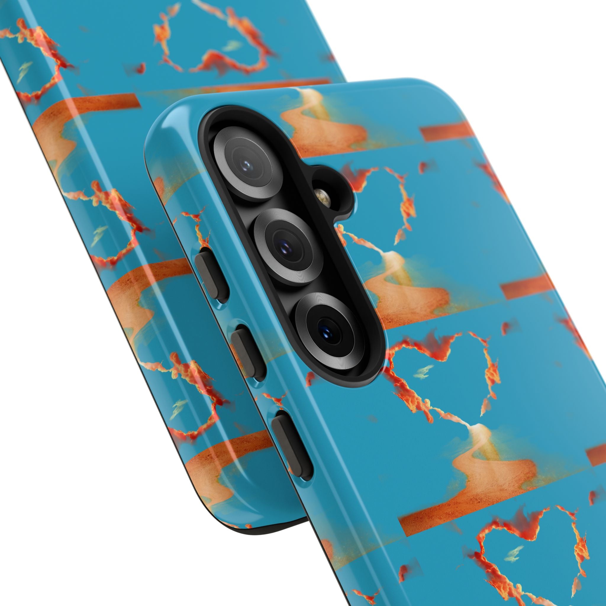 Heart Flame Tough Phone Case — Blue Sunset Protective Cover