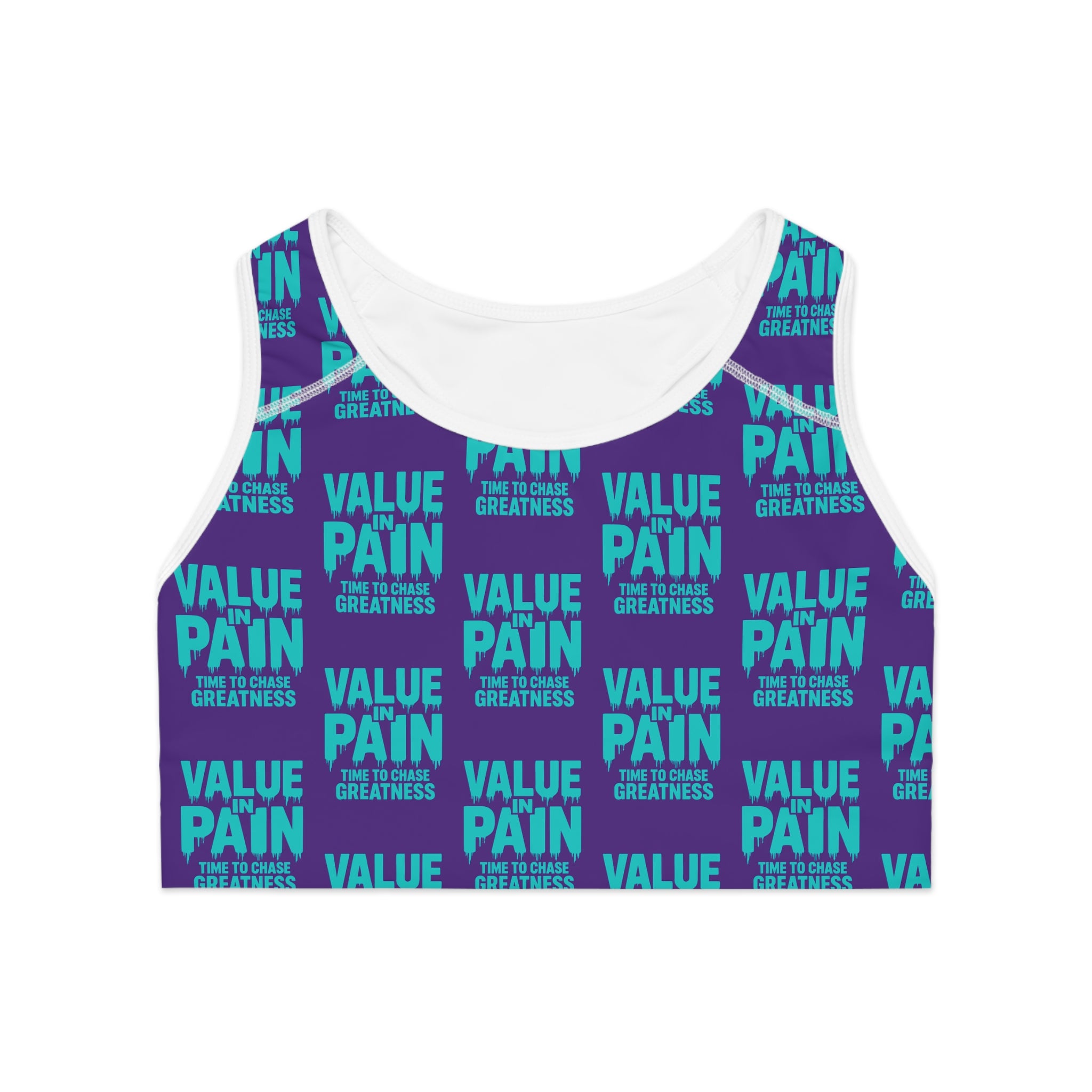 Sports Bra — "Value Pain" Motivational Athletic Crop for Women