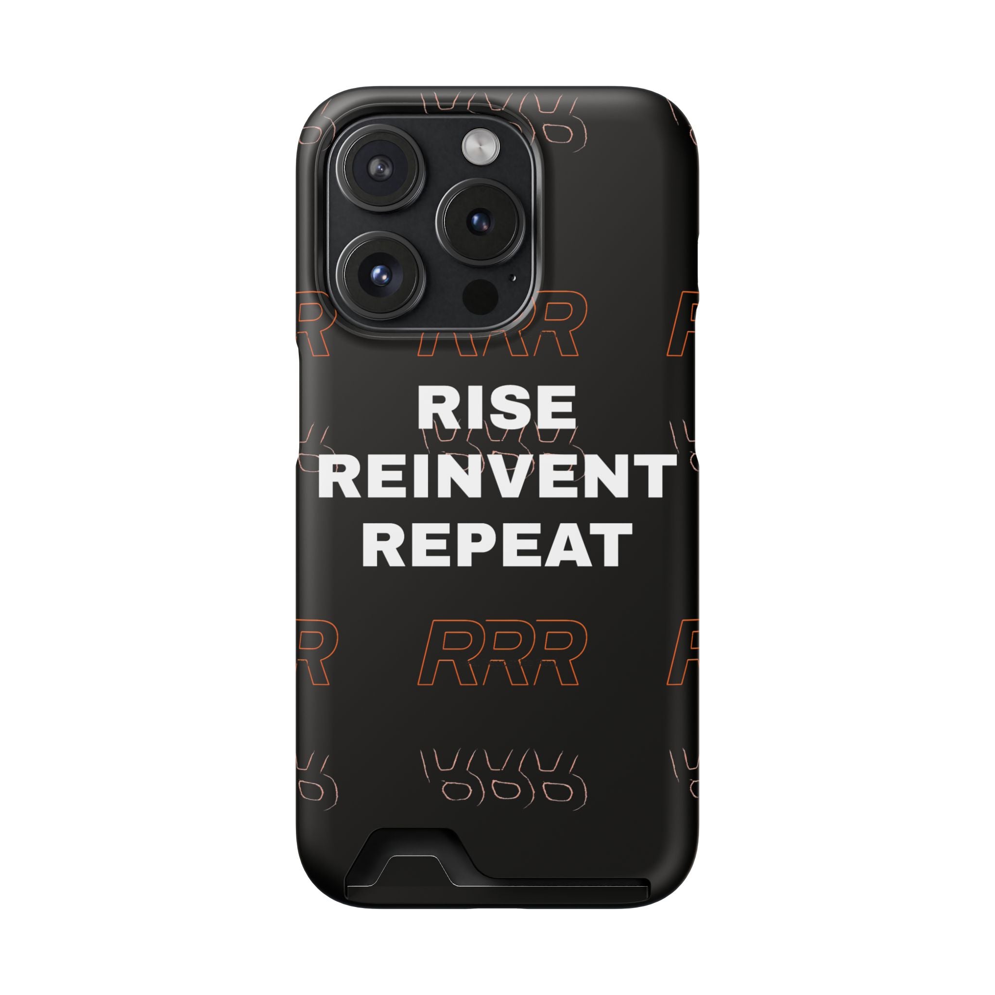 Rise Reinvent Repeat Phone Card Case — Slim Wallet Phone Case with Motivational Design