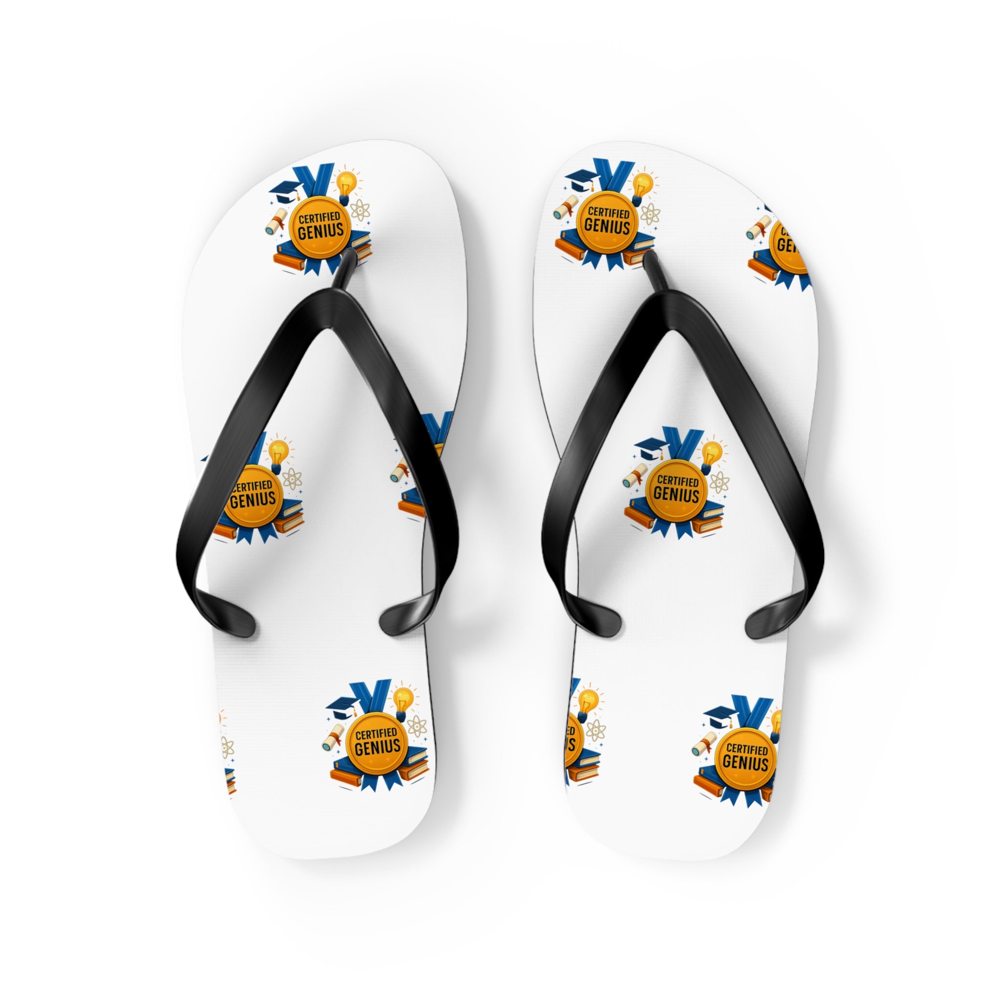 Flip Flops — Summer Genius Badge Pattern Beach Sandals