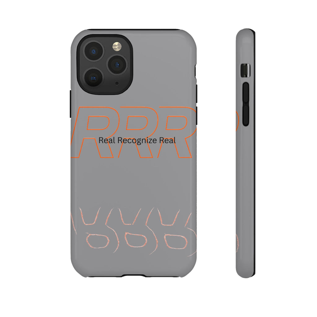 Tough Cases — 'Real Recognize Real' Protective Phone Case (Gray, Retro Outline Design)