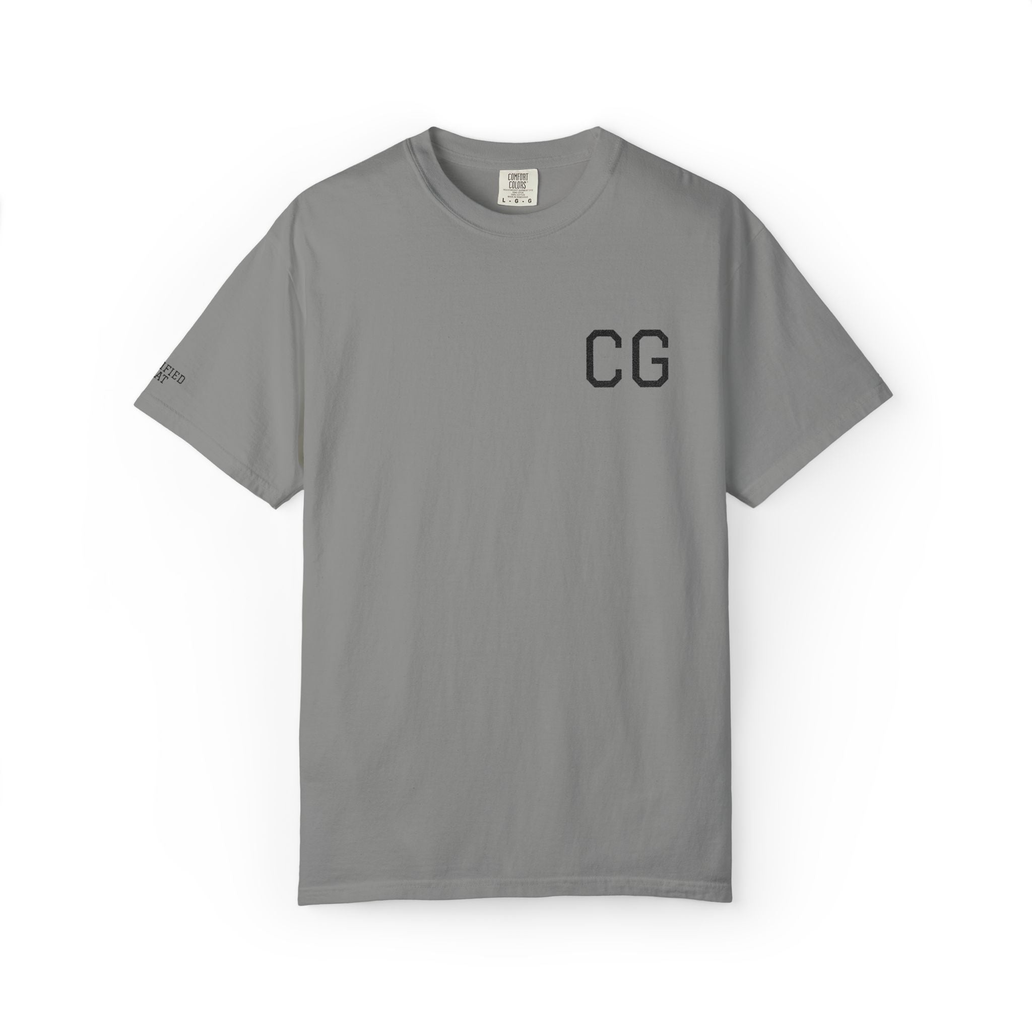 CG Chest Logo T‑Shirt — Minimalist White Tee with Sleeve Patch