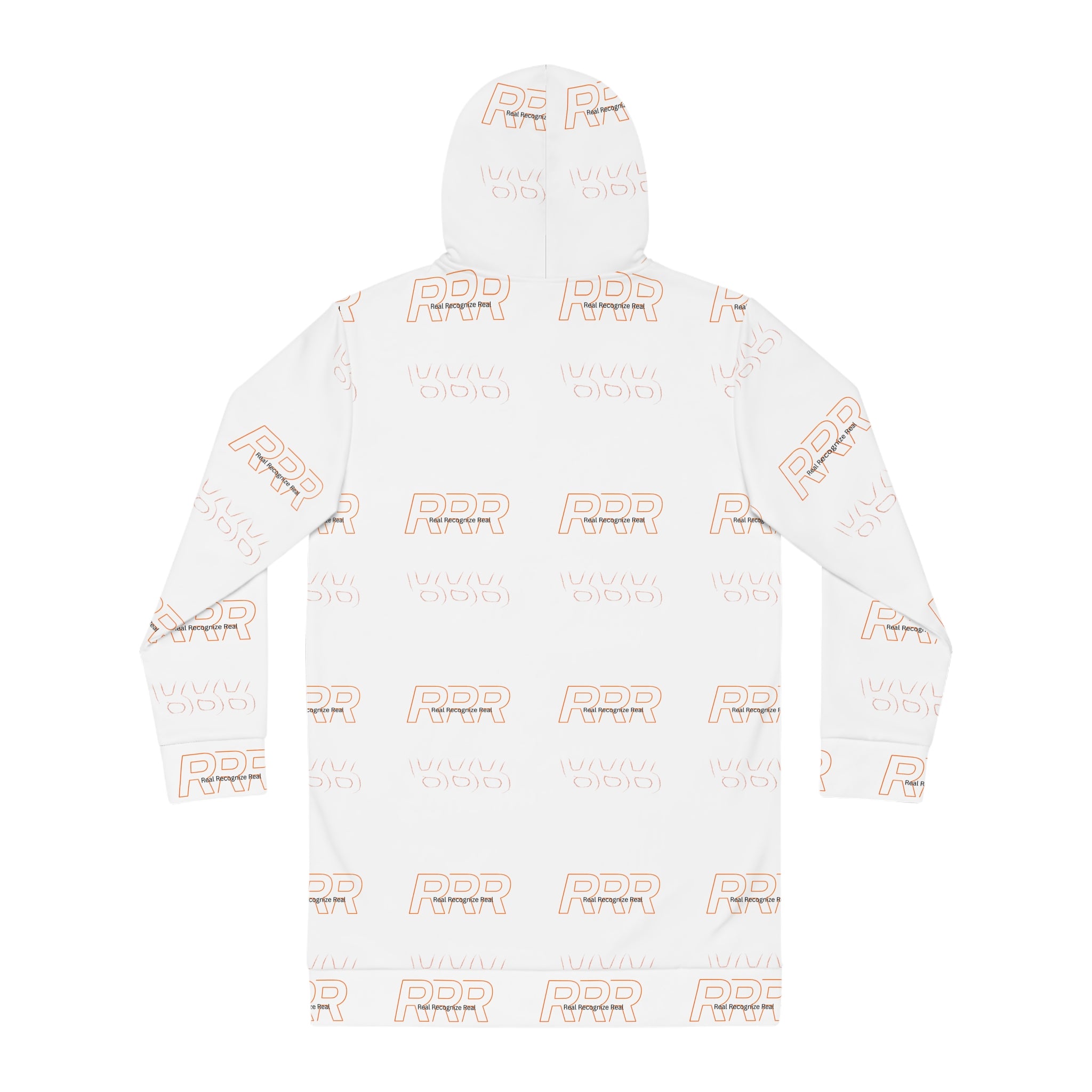 Hoodie Dress — All-Over Logo Print Cozy Tunic