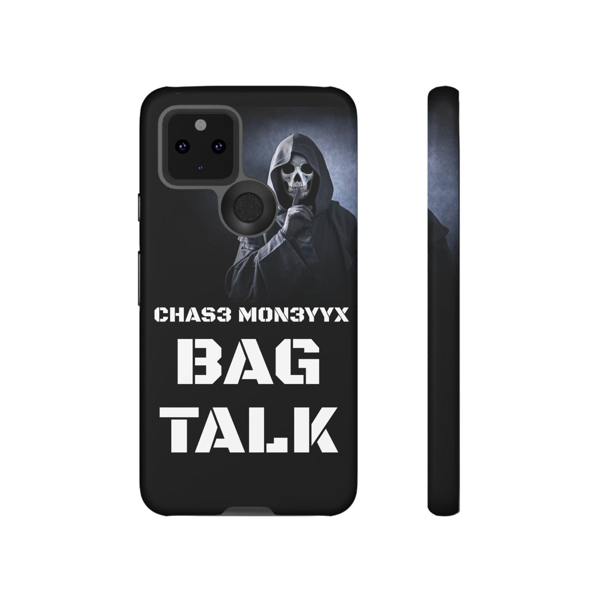 Phone Case — 'Bag Talk' Grim Reaper Graphic, Dark Gothic Protective Cover