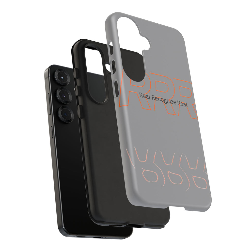 Tough Cases — 'Real Recognize Real' Protective Phone Case (Gray, Retro Outline Design)
