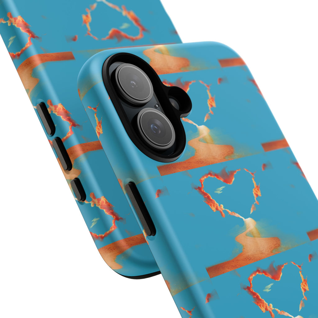 Heart Flame Tough Phone Case — Blue Sunset Protective Cover