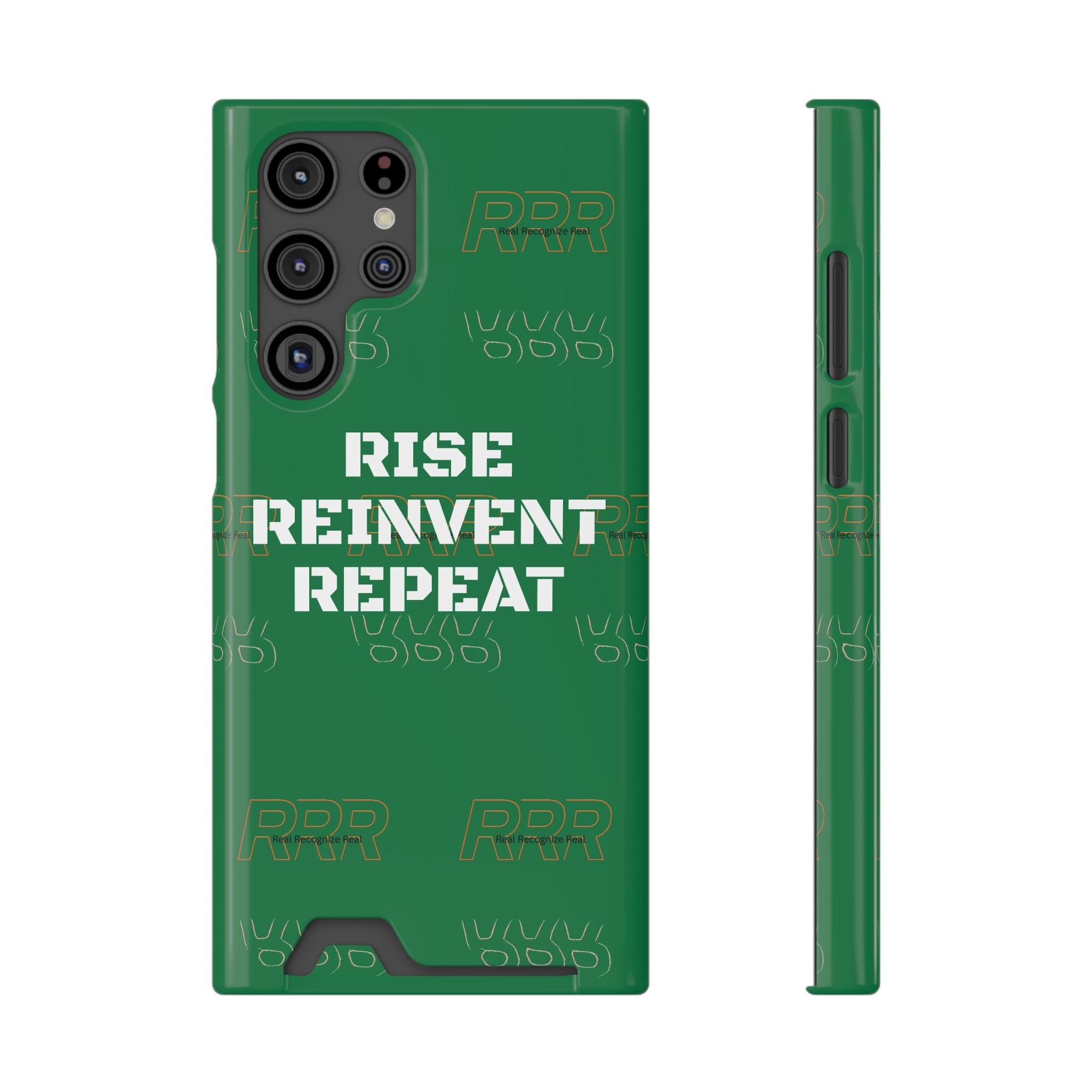 Green 'Rise Reinvent Repeat' Card Holder Phone Case — Motivational Protective Cover