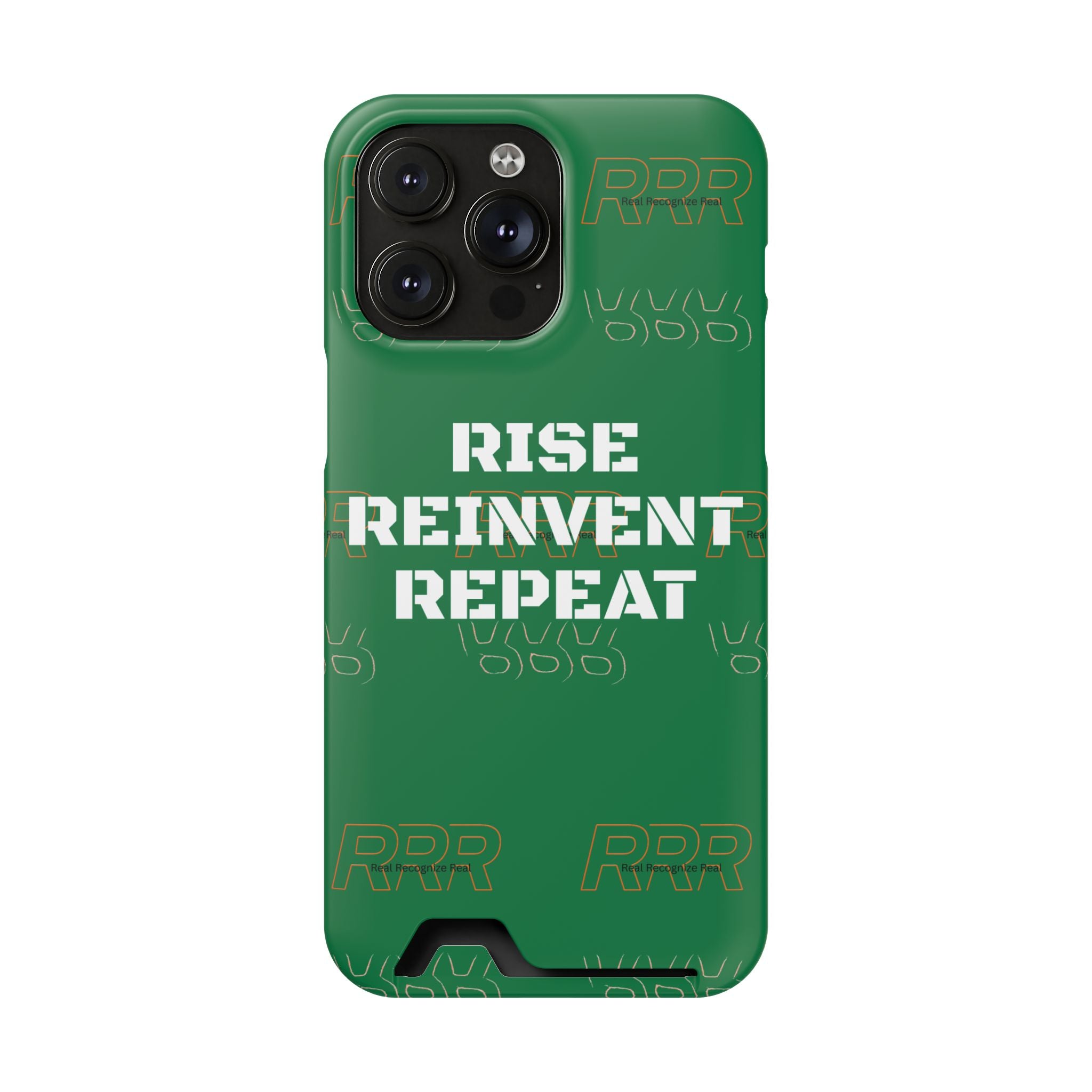 Green 'Rise Reinvent Repeat' Card Holder Phone Case — Motivational Protective Cover