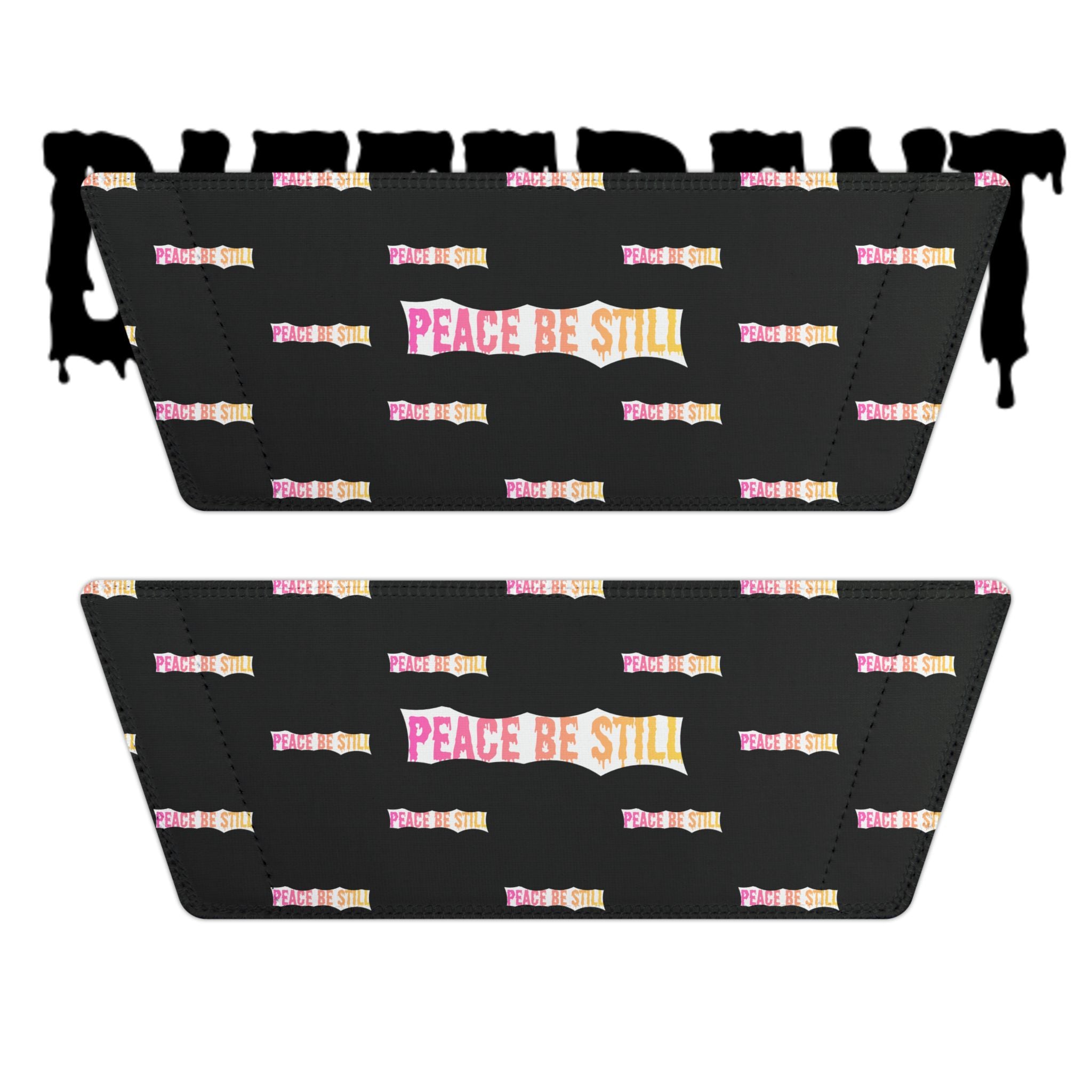 Slide Sandals — Black Printed "Peace & Shh" Straps, Removable‑Strap Pool Slides