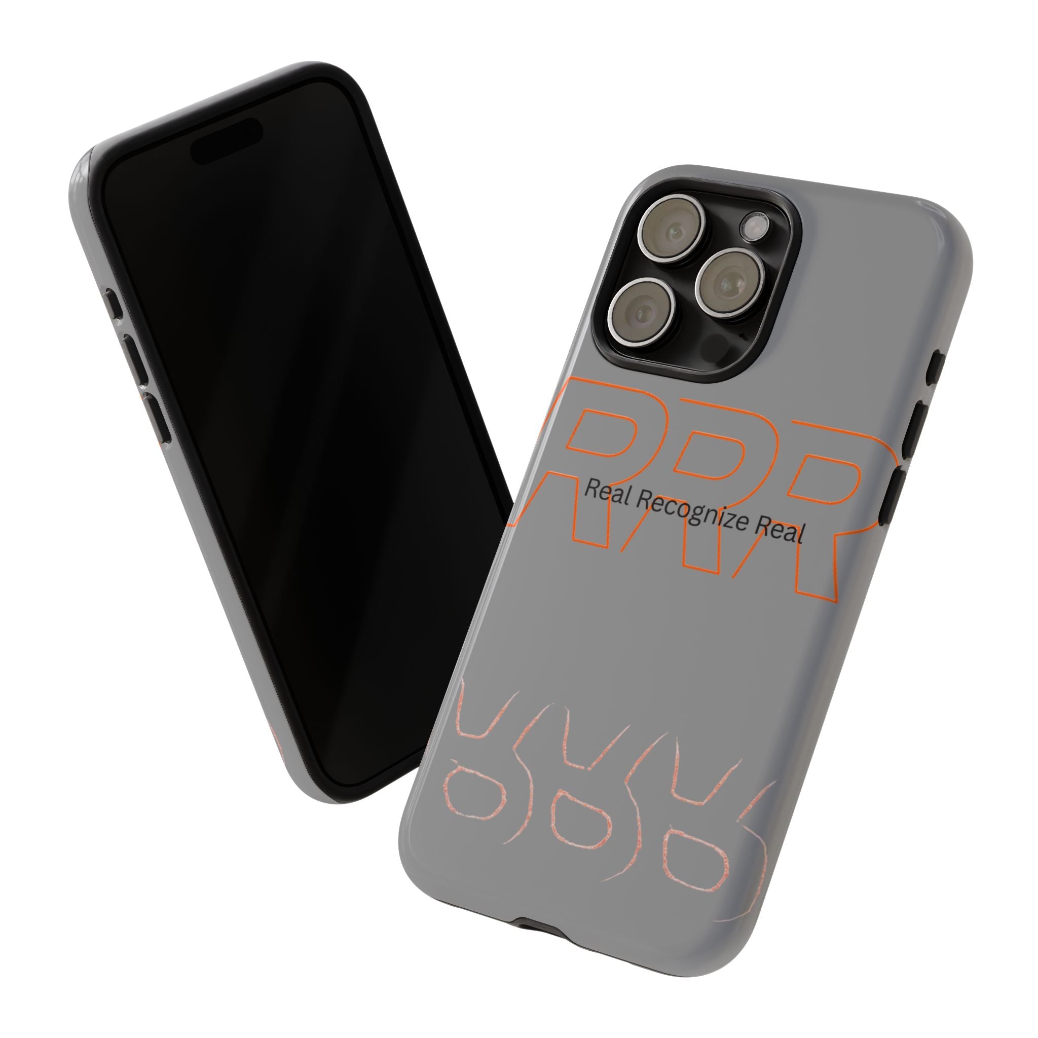 Tough Cases — 'Real Recognize Real' Protective Phone Case (Gray, Retro Outline Design)