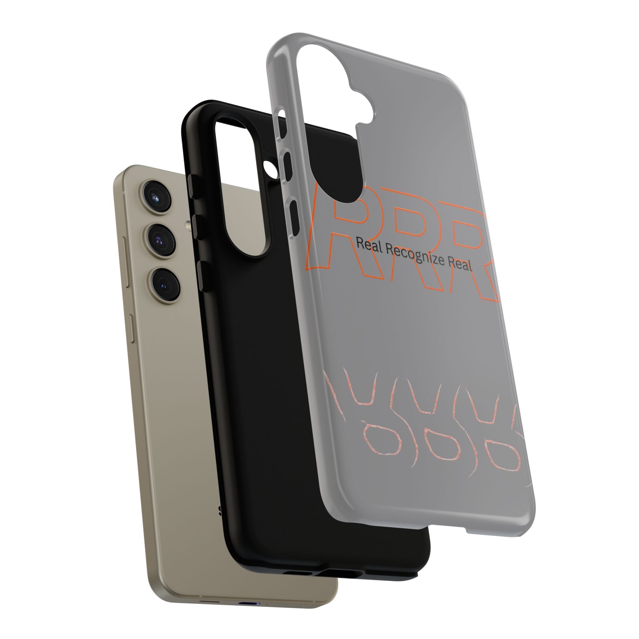 Tough Cases — 'Real Recognize Real' Protective Phone Case (Gray, Retro Outline Design)