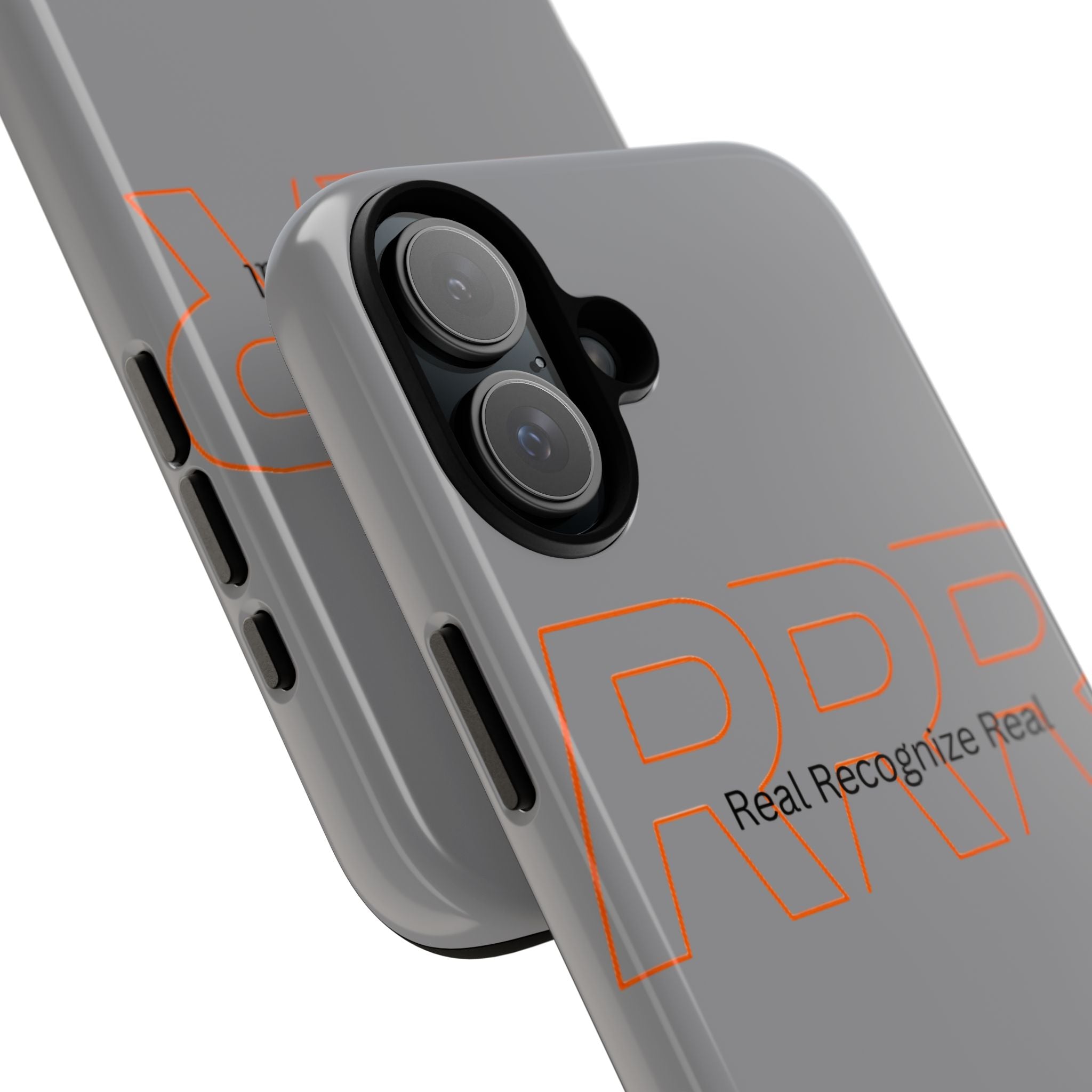 Tough Cases — 'Real Recognize Real' Protective Phone Case (Gray, Retro Outline Design)