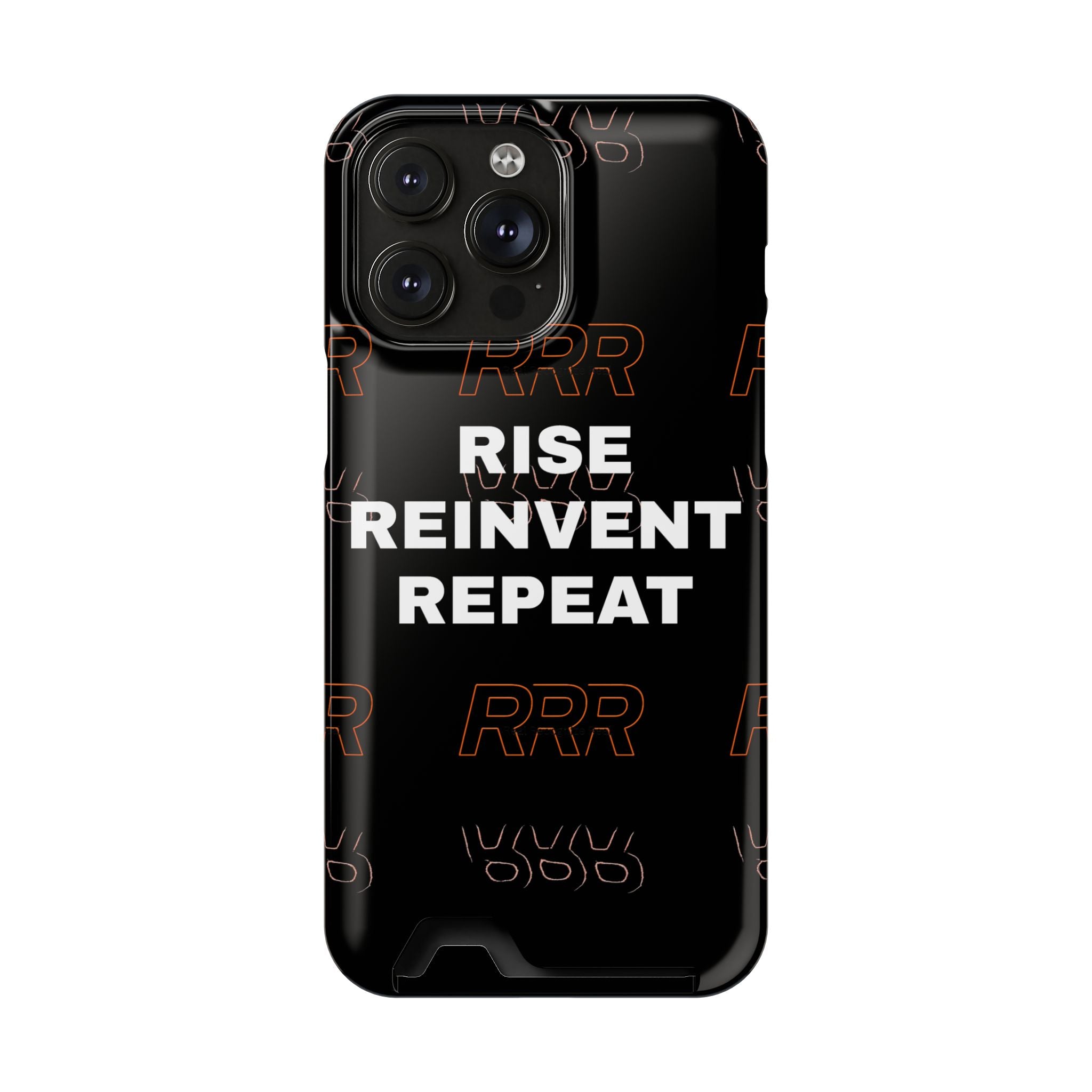 Rise Reinvent Repeat Phone Card Case — Slim Wallet Phone Case with Motivational Design