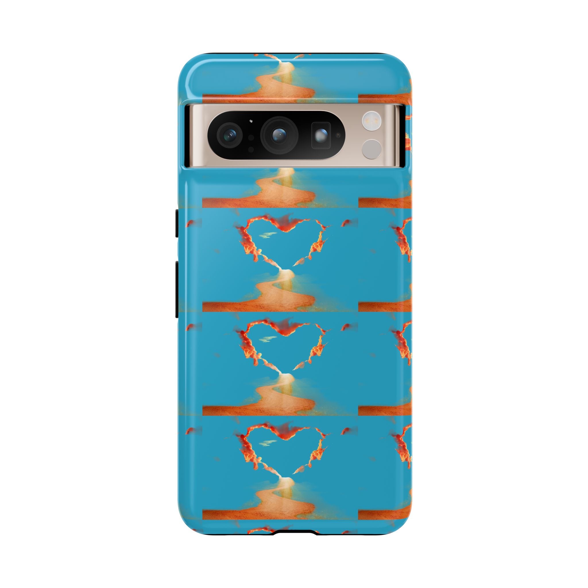 Heart Flame Tough Phone Case — Blue Sunset Protective Cover
