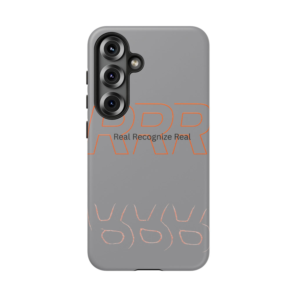 Tough Cases — 'Real Recognize Real' Protective Phone Case (Gray, Retro Outline Design)