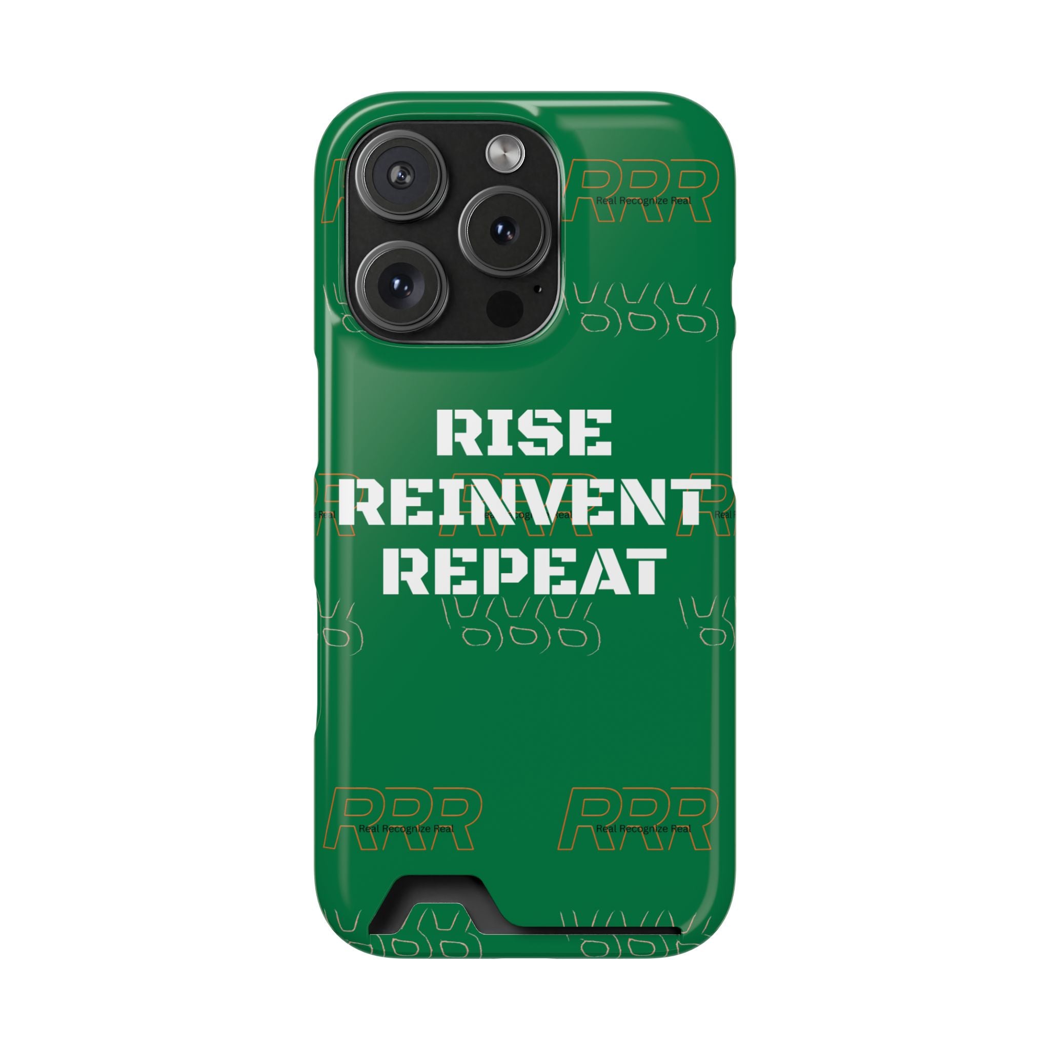 Green 'Rise Reinvent Repeat' Card Holder Phone Case — Motivational Protective Cover