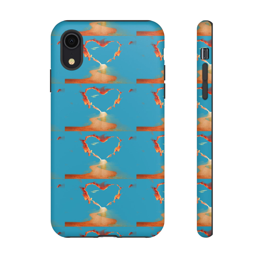 Heart Flame Tough Phone Case — Blue Sunset Protective Cover