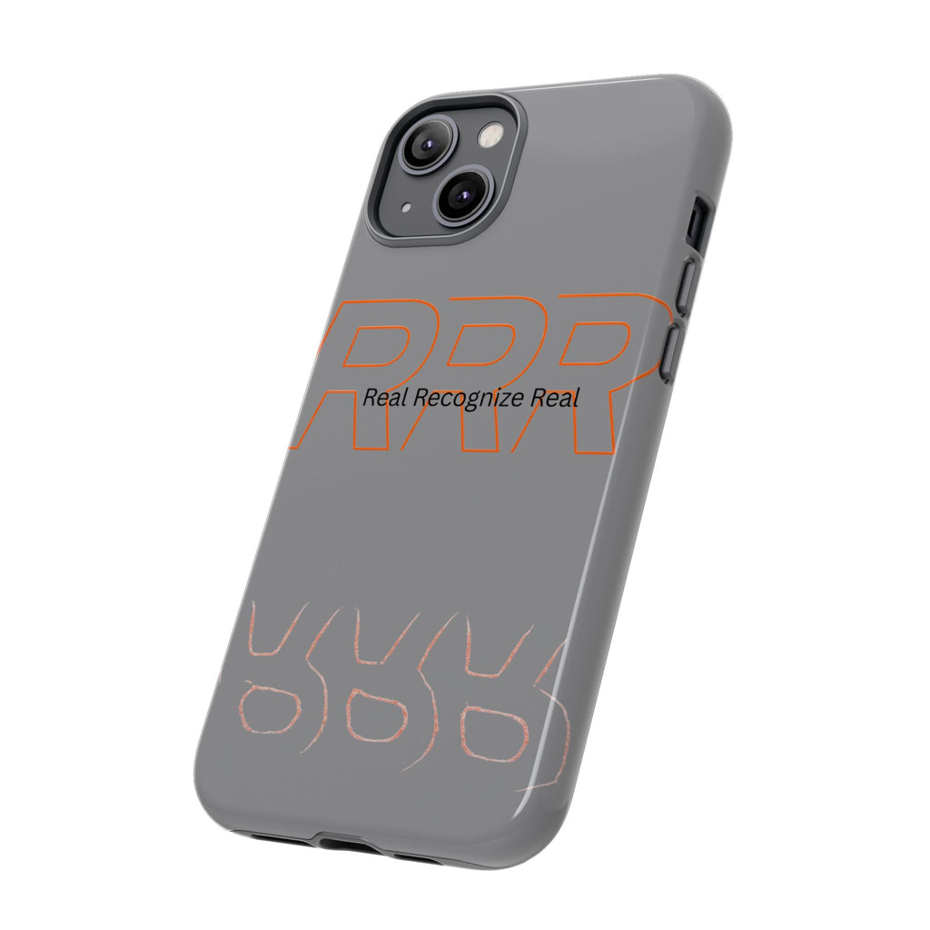 Tough Cases — 'Real Recognize Real' Protective Phone Case (Gray, Retro Outline Design)