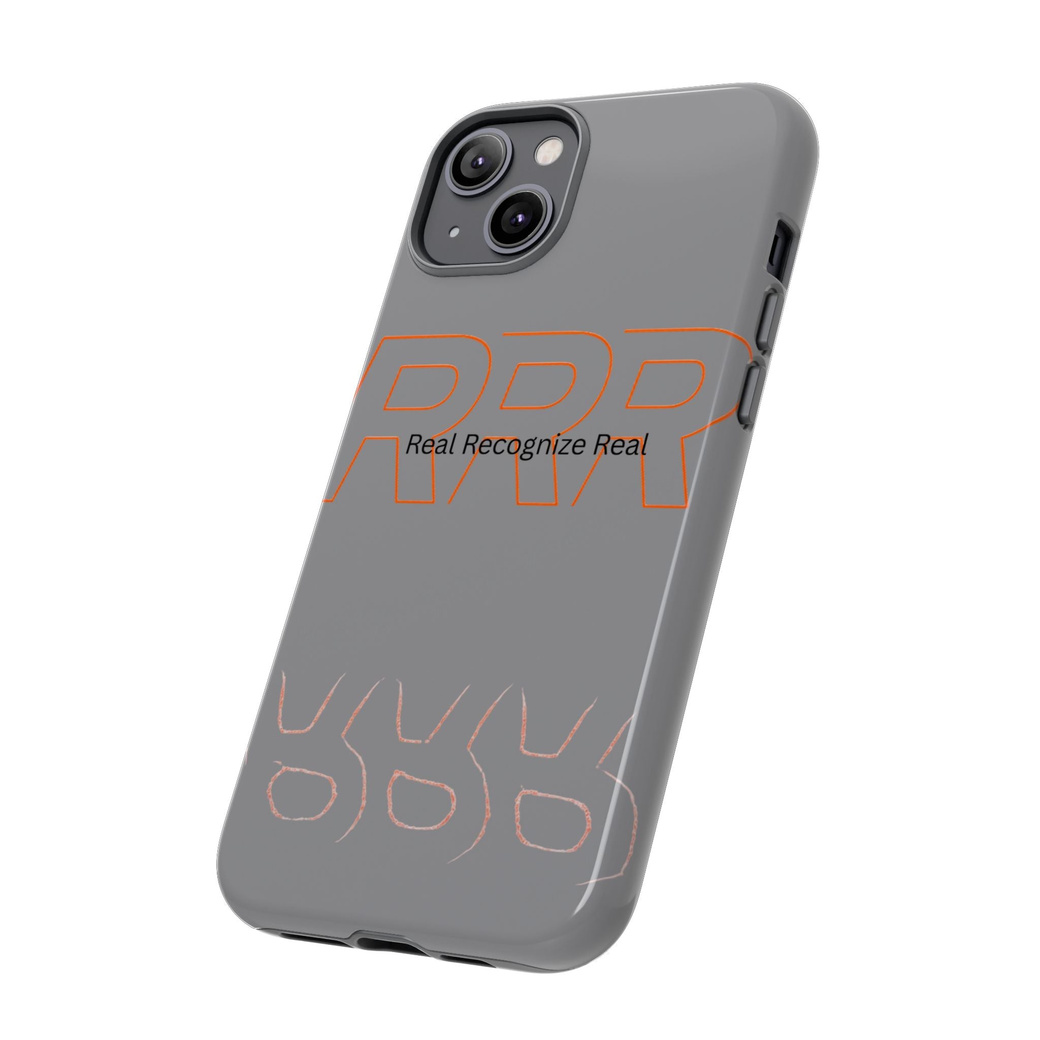 Tough Cases — 'Real Recognize Real' Protective Phone Case (Gray, Retro Outline Design)