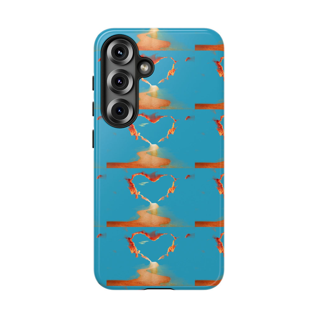 Heart Flame Tough Phone Case — Blue Sunset Protective Cover