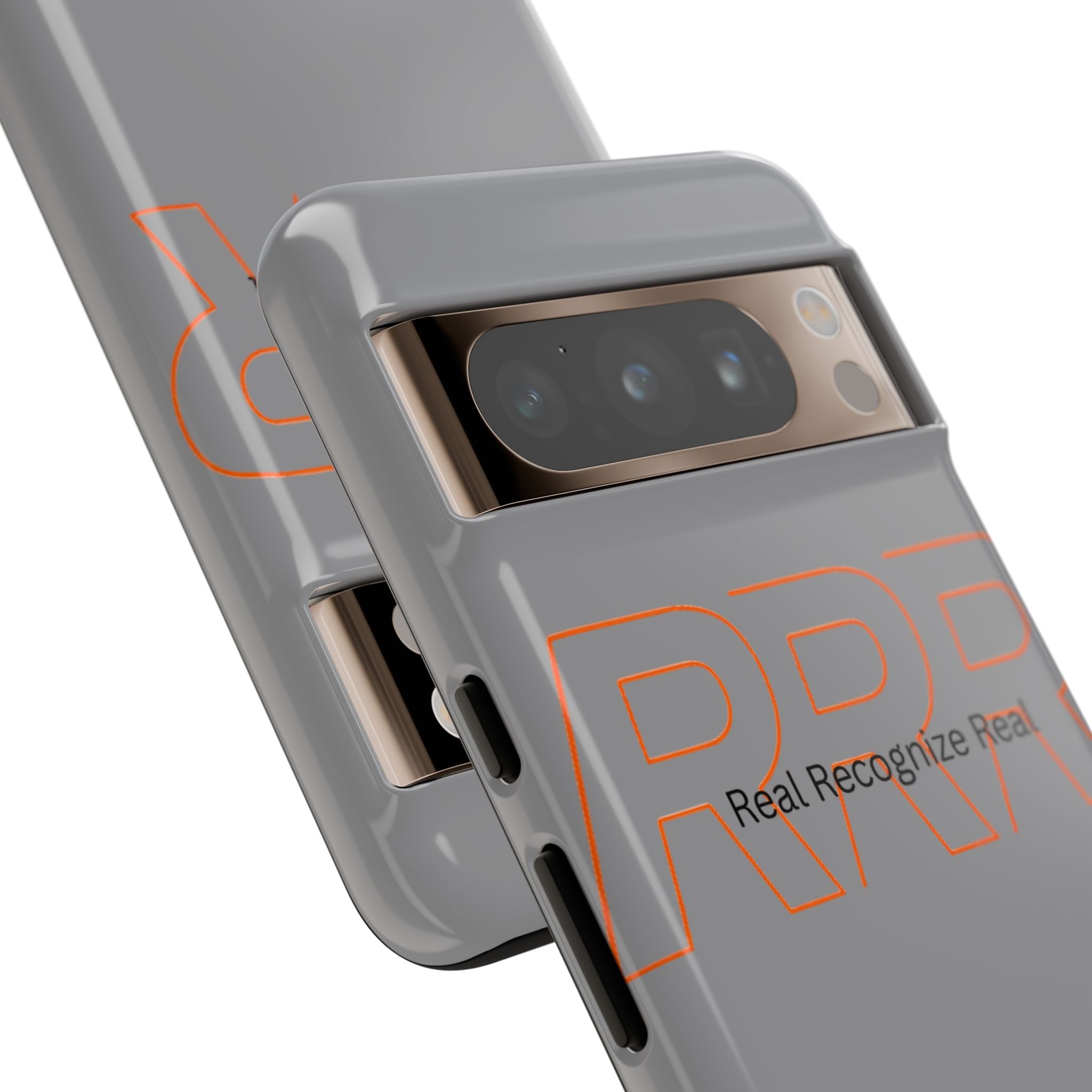 Tough Cases — 'Real Recognize Real' Protective Phone Case (Gray, Retro Outline Design)