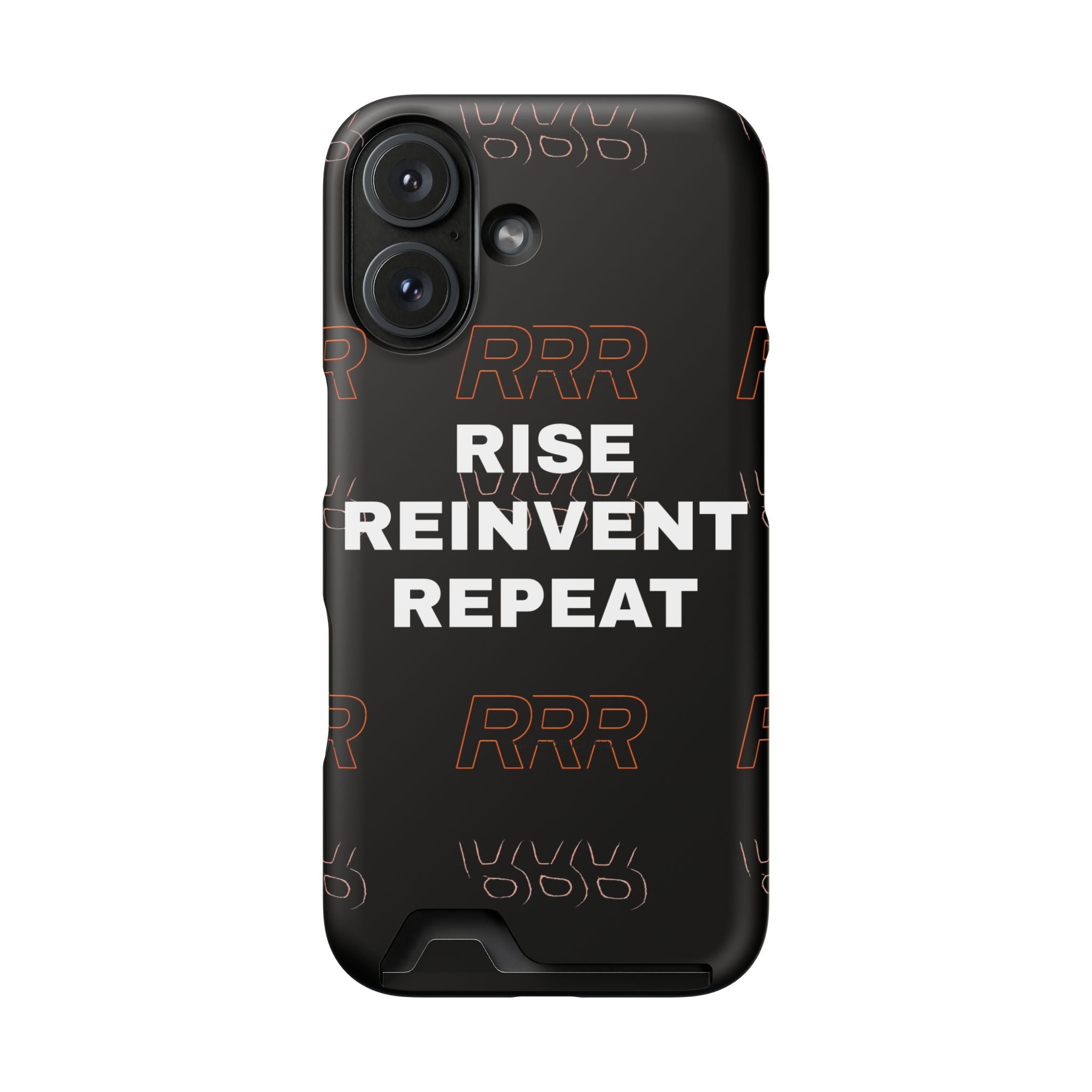 Rise Reinvent Repeat Phone Card Case — Slim Wallet Phone Case with Motivational Design